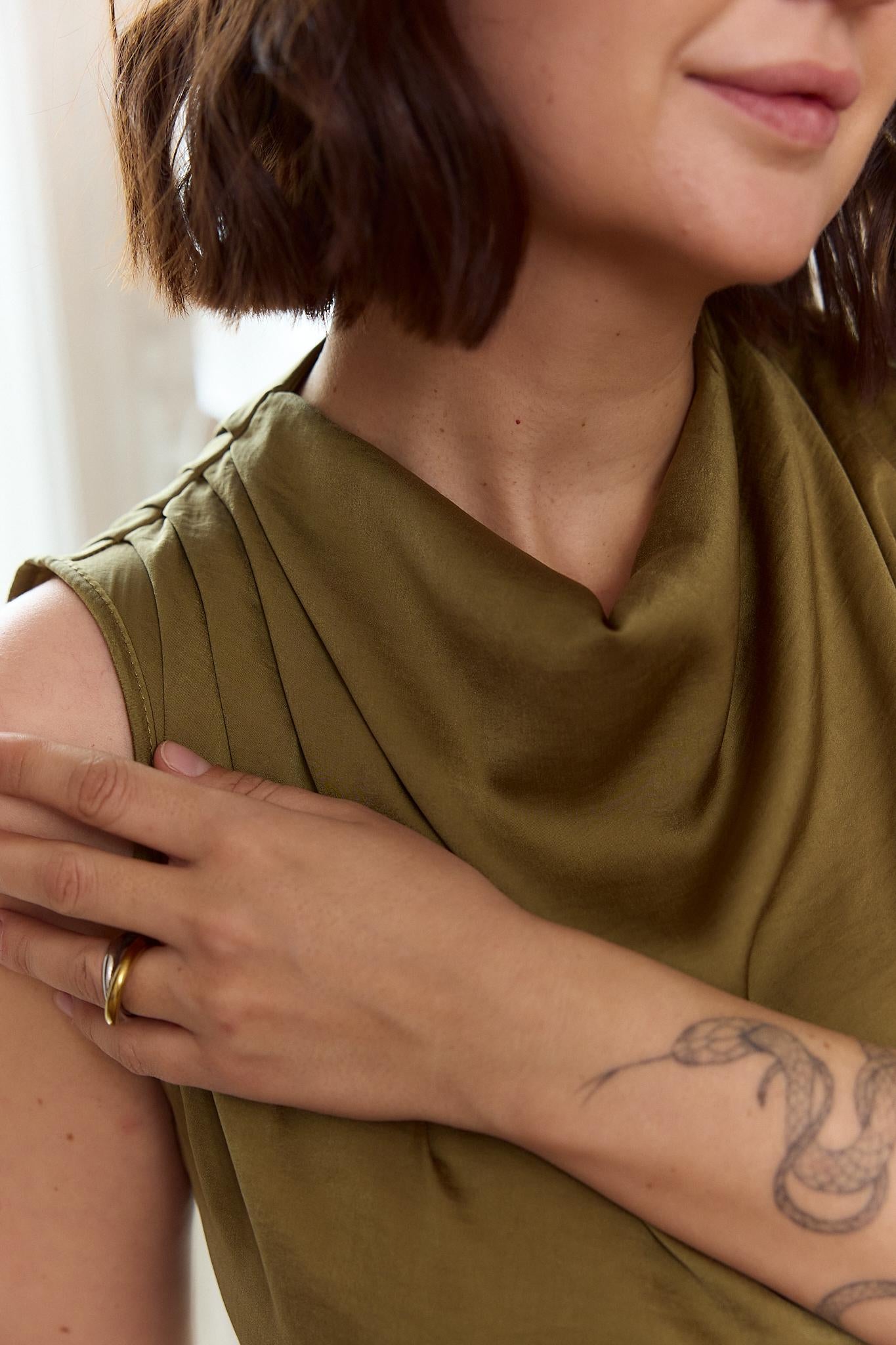 Satin Top with Draped Detail