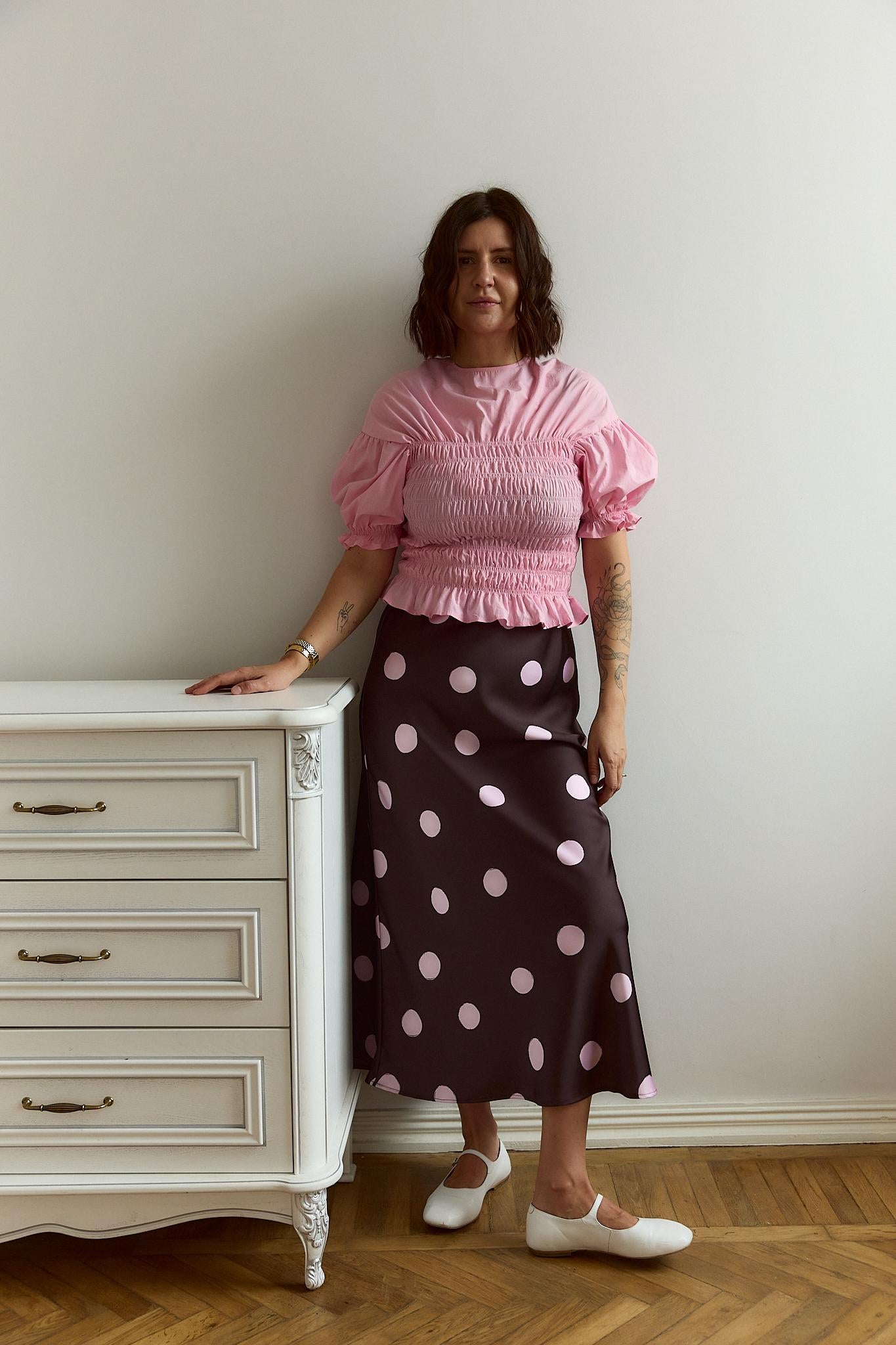 The polka dot print skirt "Gentle"