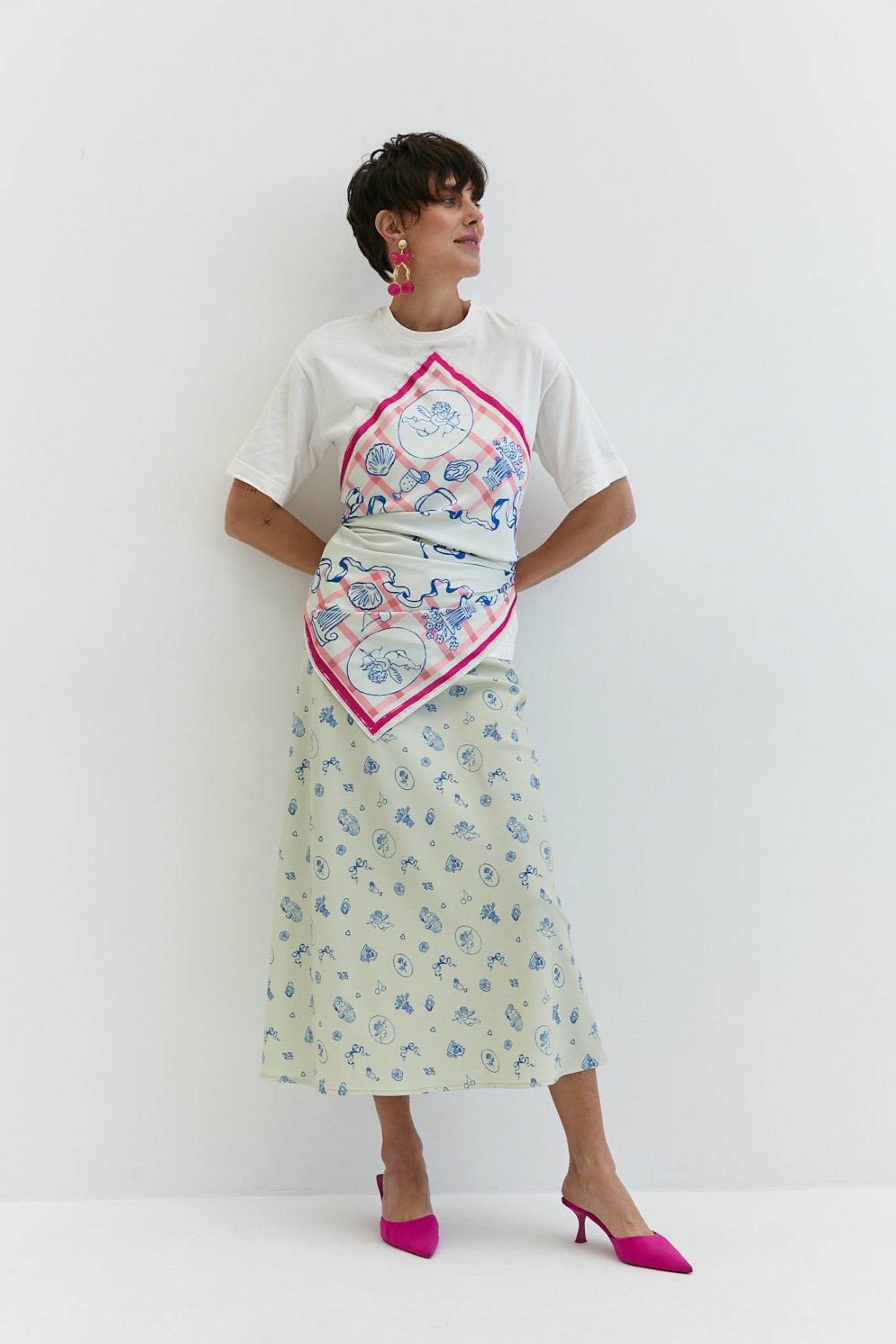 Milk silk skirt "Gentle" in print fabrics