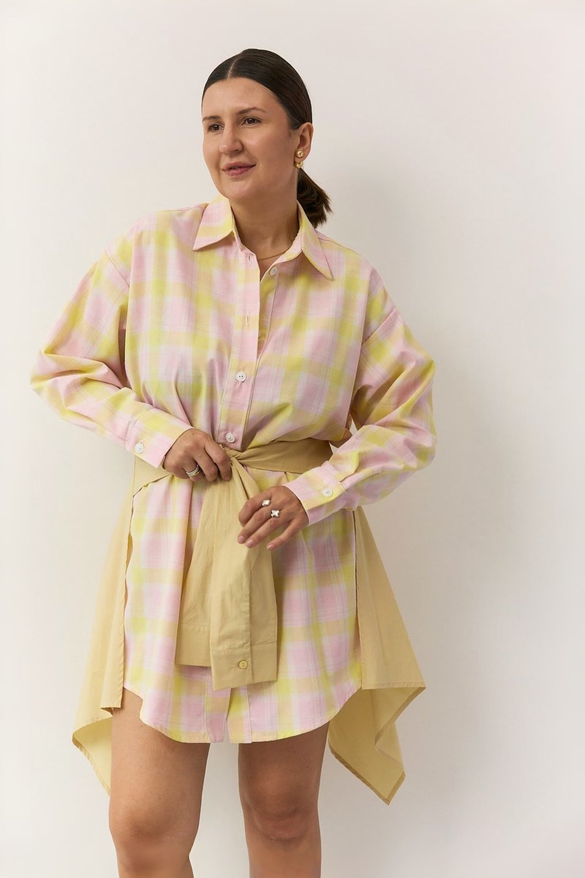 "Georgia" Shirt Dress with Faux Sleeve Belt