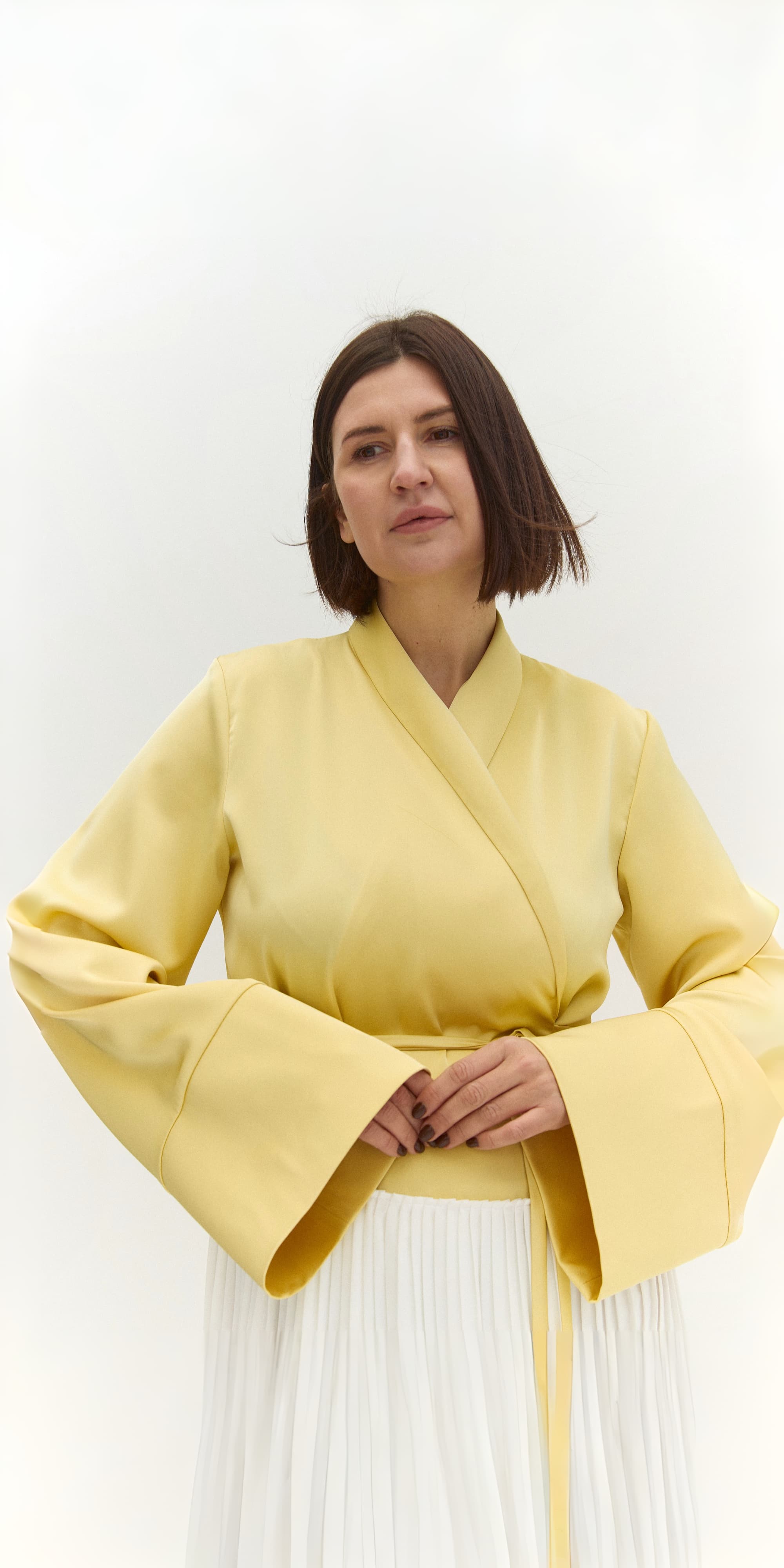 Kimono Dress with Pleated Skirt