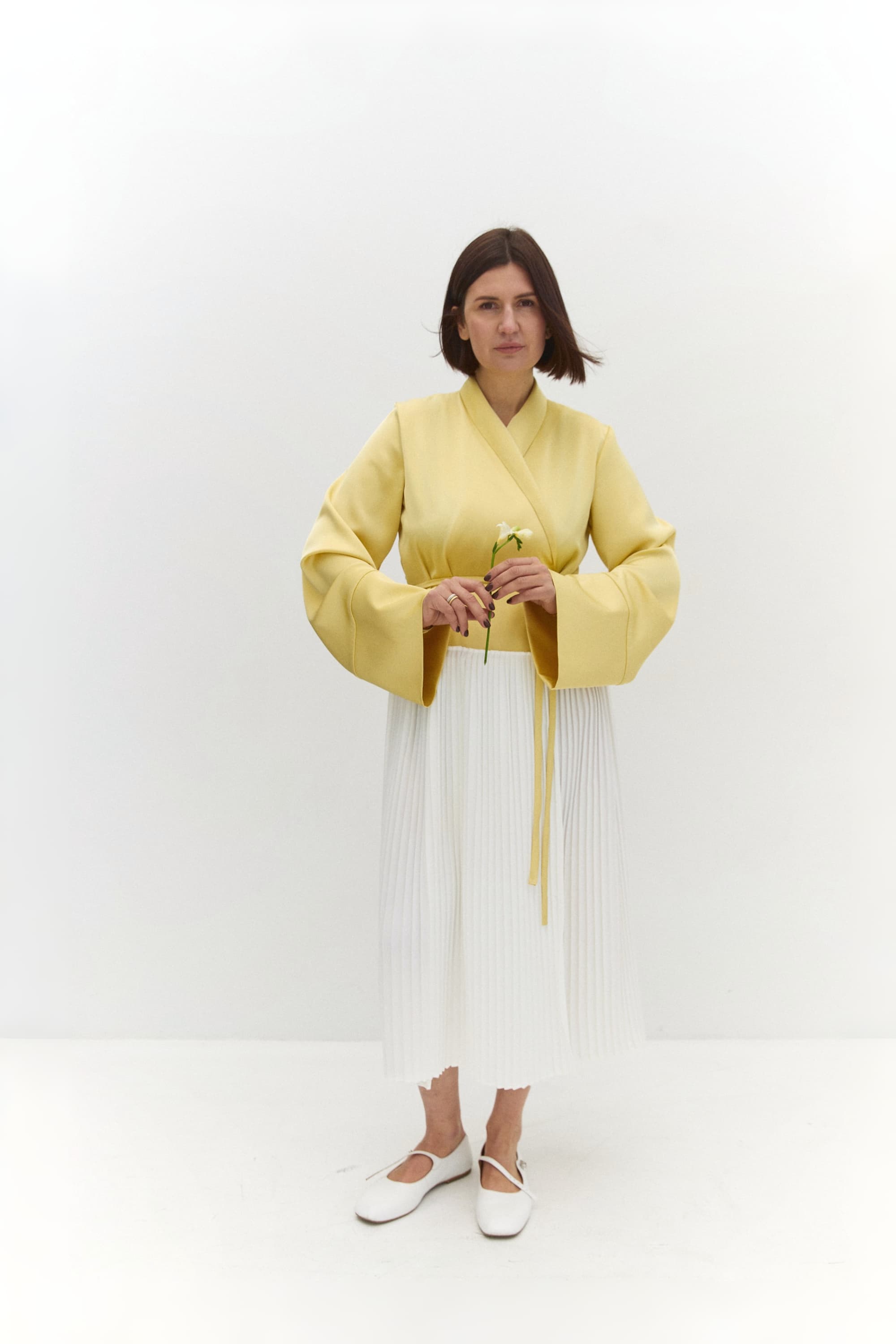 Kimono Dress with Pleated Skirt