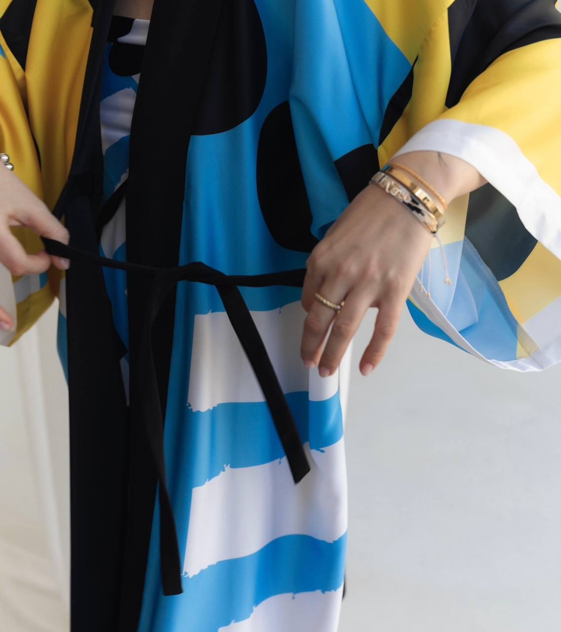 Printed silk kimono robe