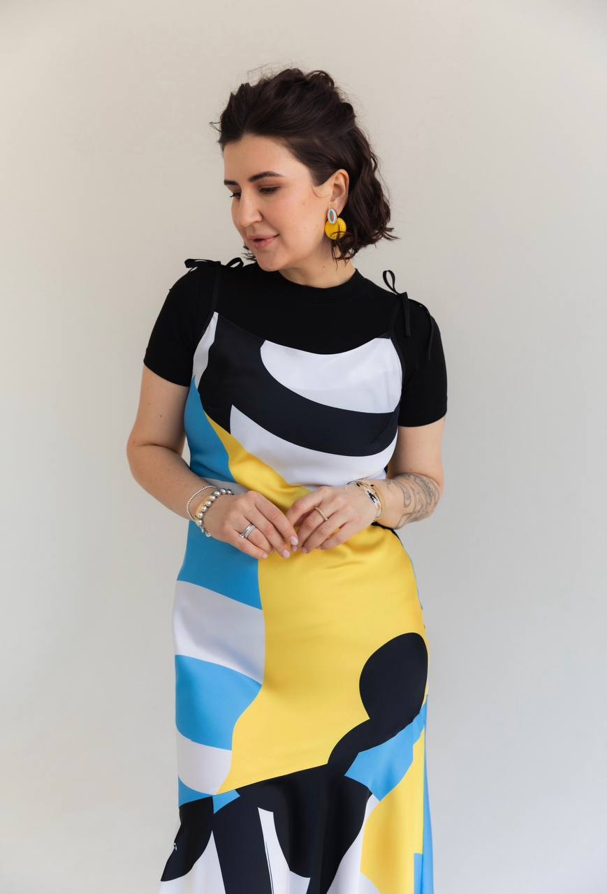 Printed silk slip dress