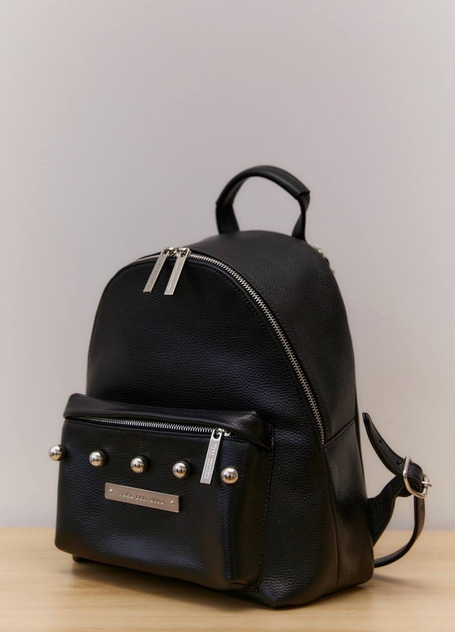 Black leather backpack S