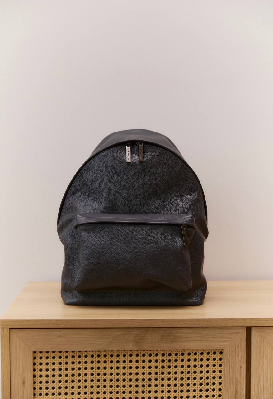 Gray leather Backpack "SPACE"