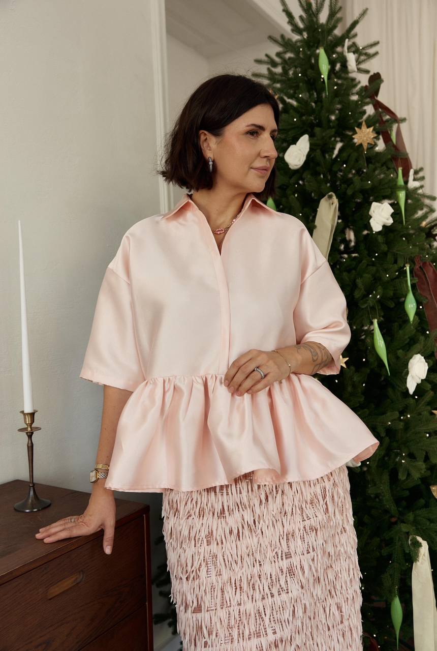 Wоllan Taffeta Blouse in Pink with Pearlescent Shine