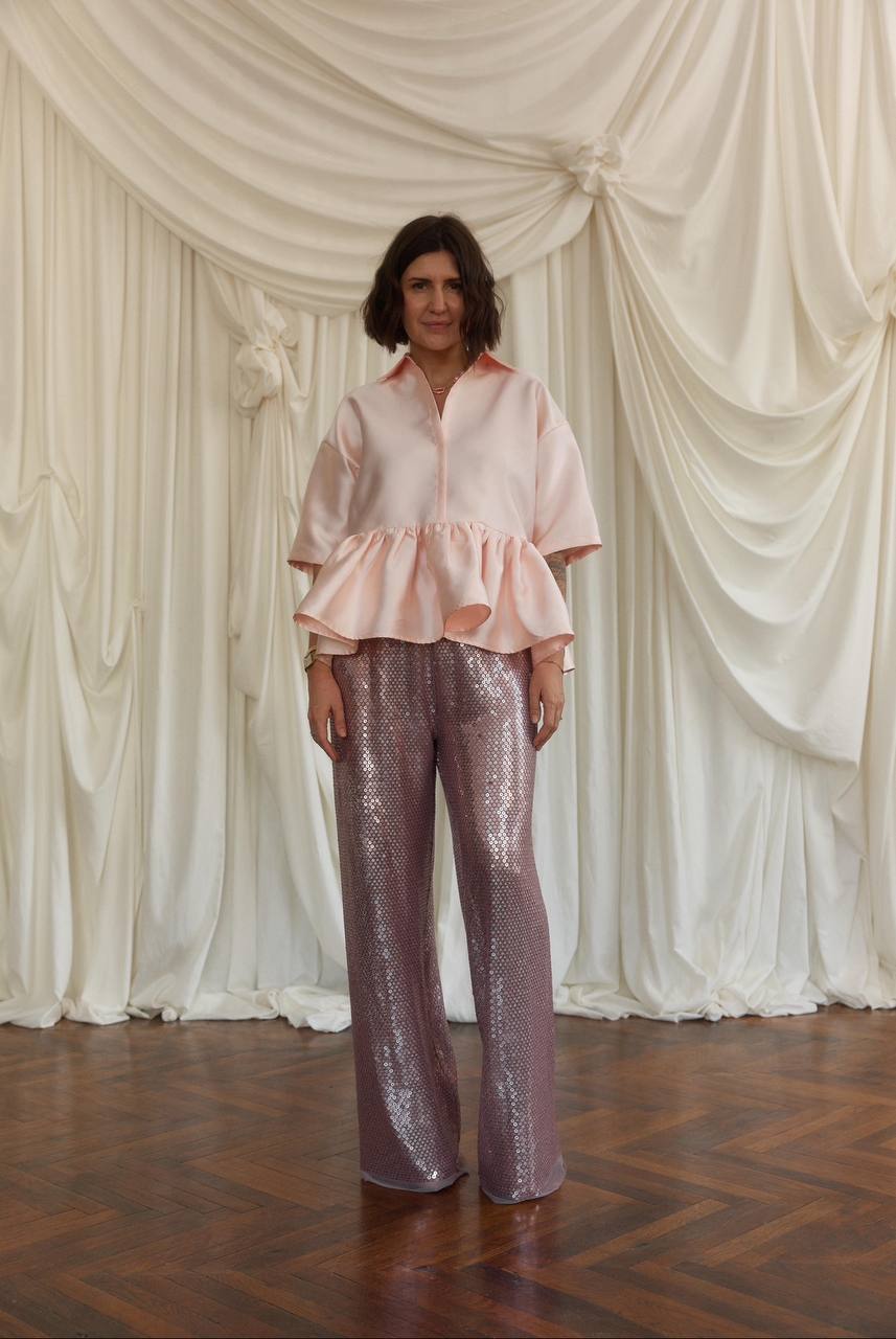 Wоllan Taffeta Blouse in Pink with Pearlescent Shine