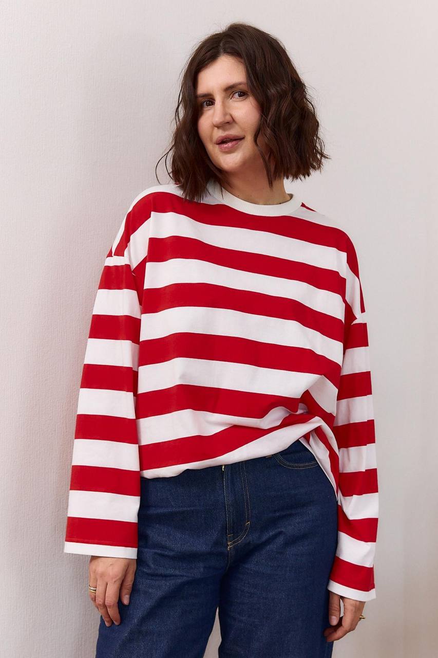 Long sleeve made from 100% striped knit fabric