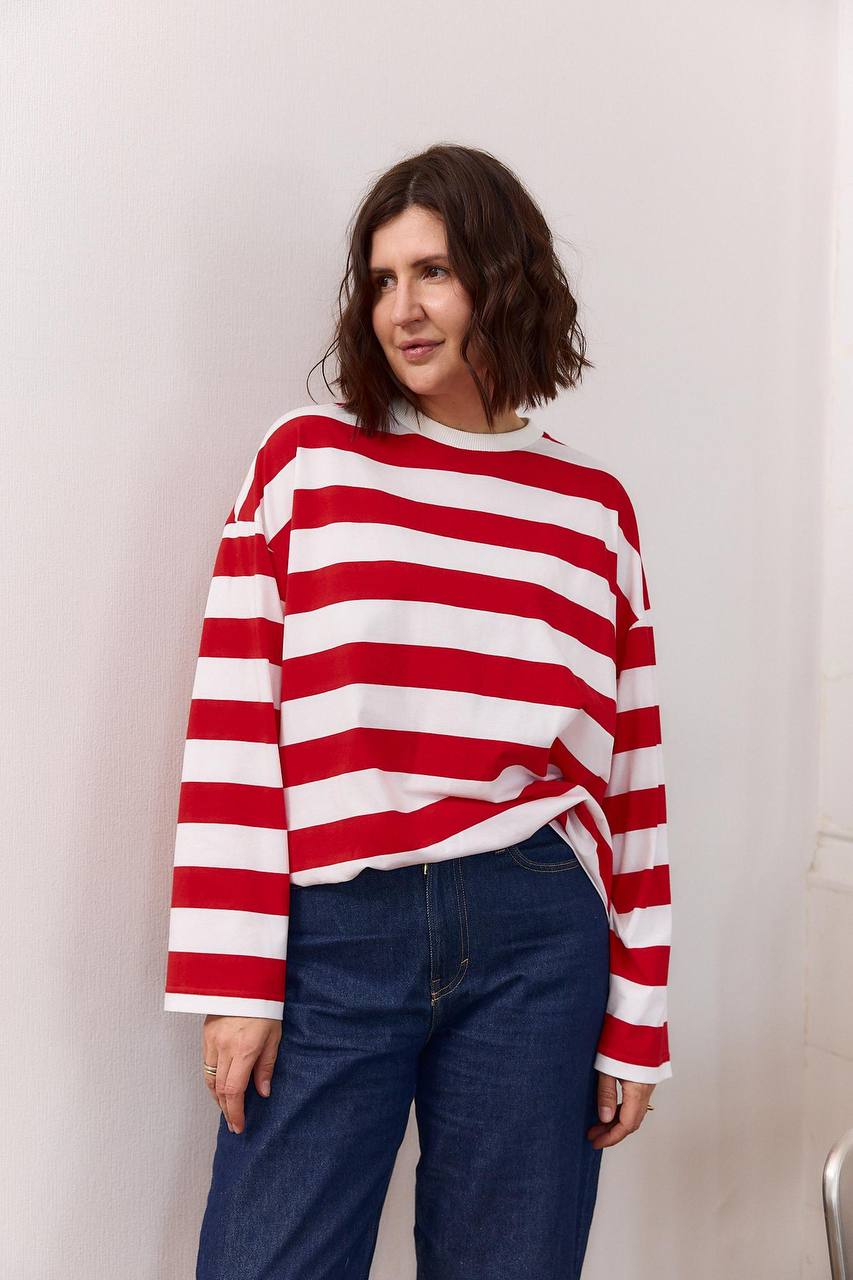 Long sleeve made from 100% striped knit fabric