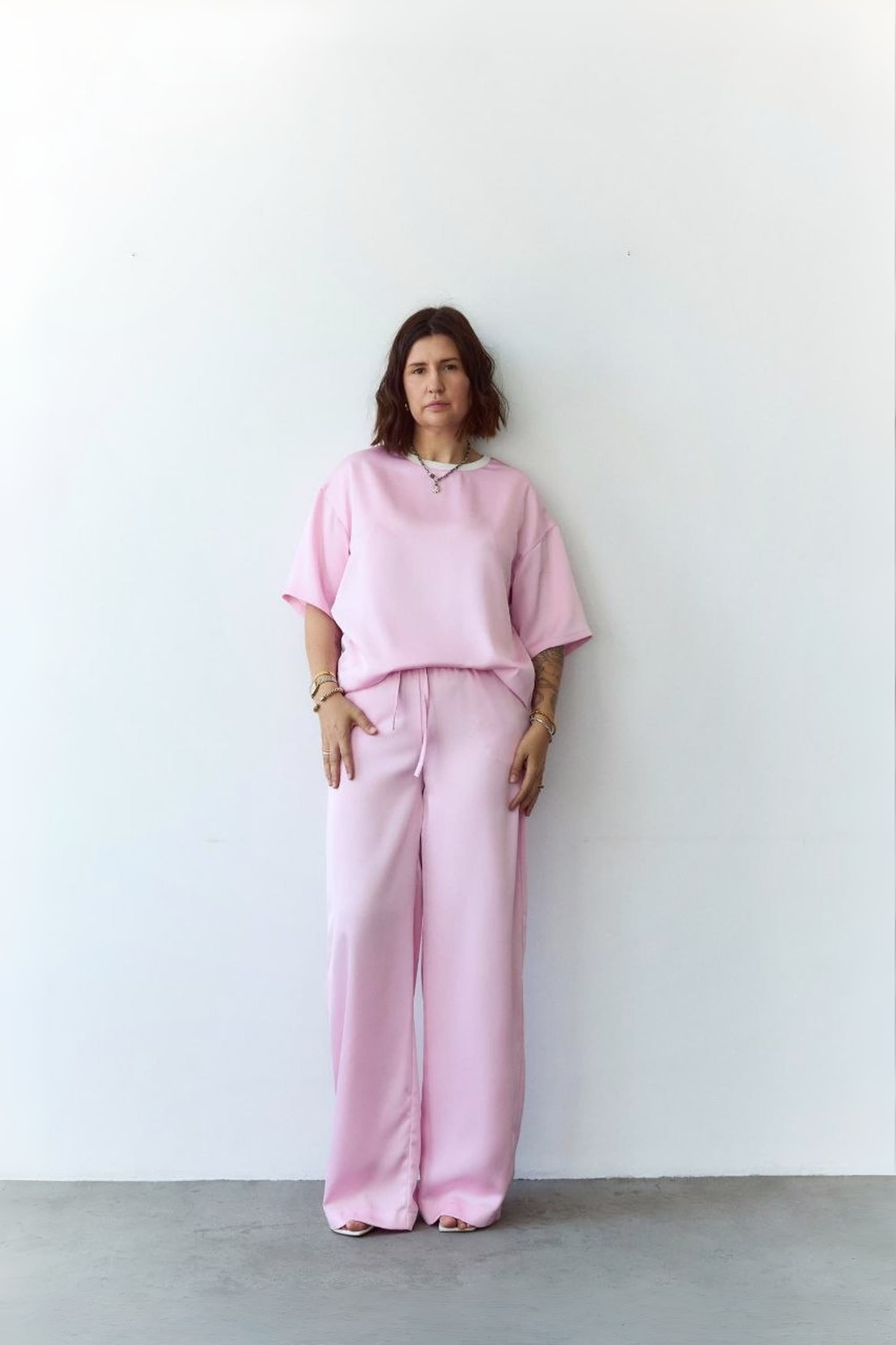 Silk Trousers "Odesa" / Pink Satin