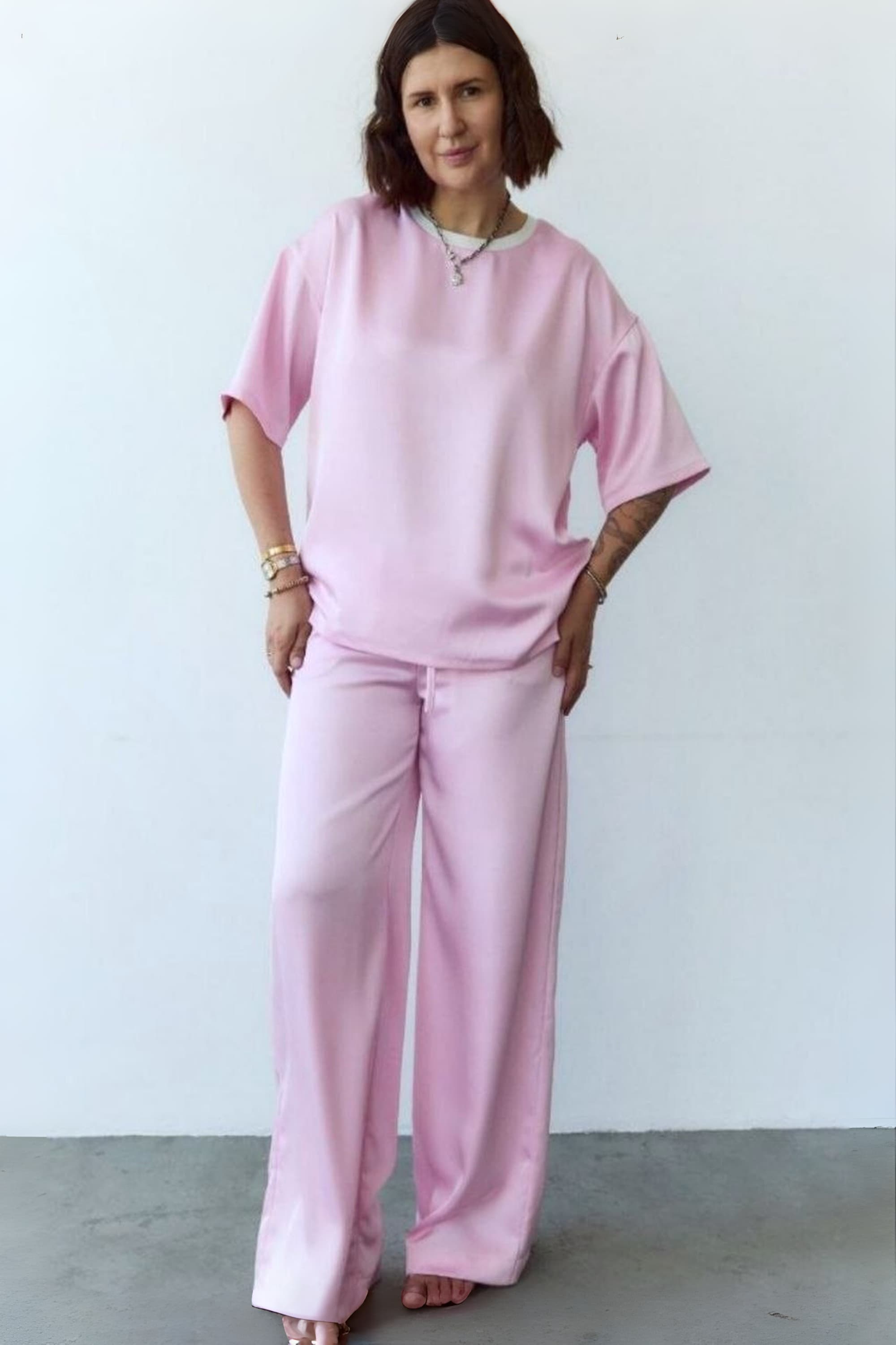 Oversized Silk Satin T-Shirt