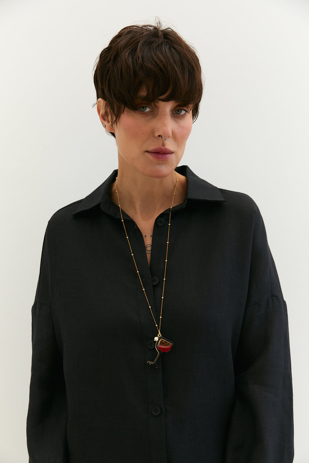 Linen black shirt oversized