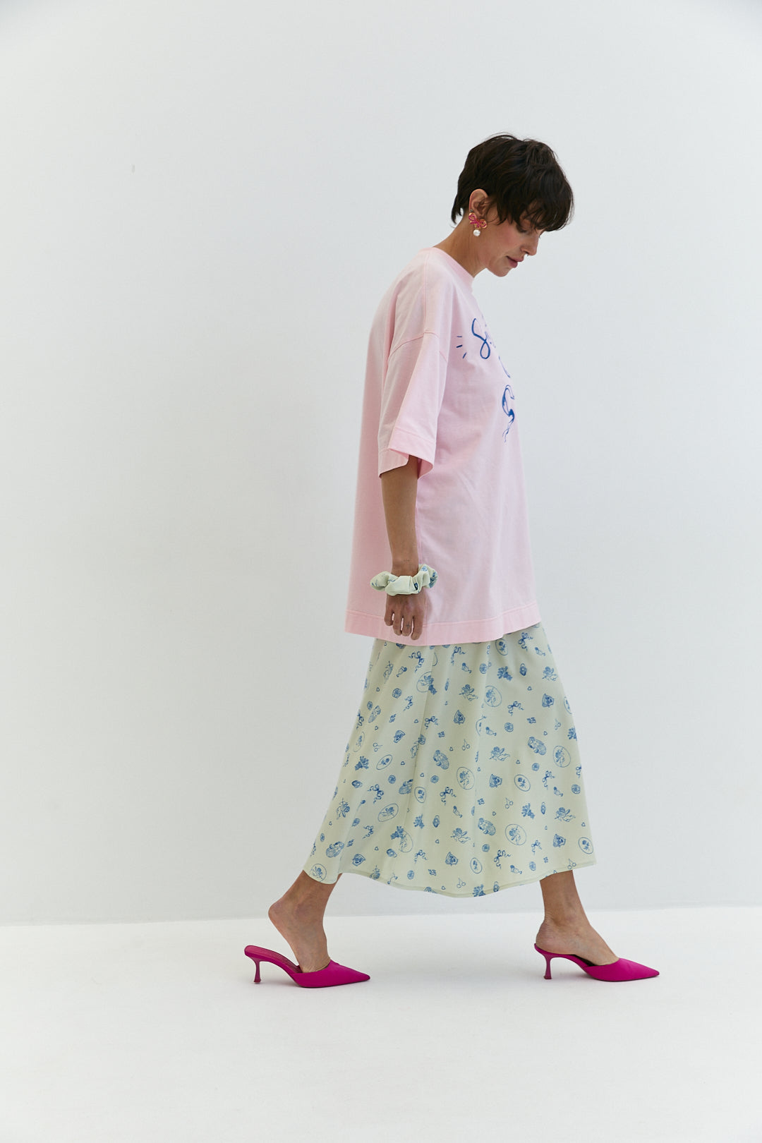 Milk silk skirt "Gentle" in print fabrics