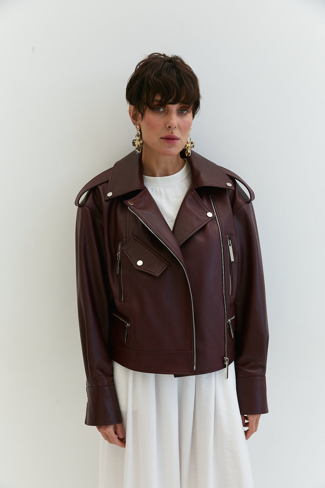 Burgundy leather jacket