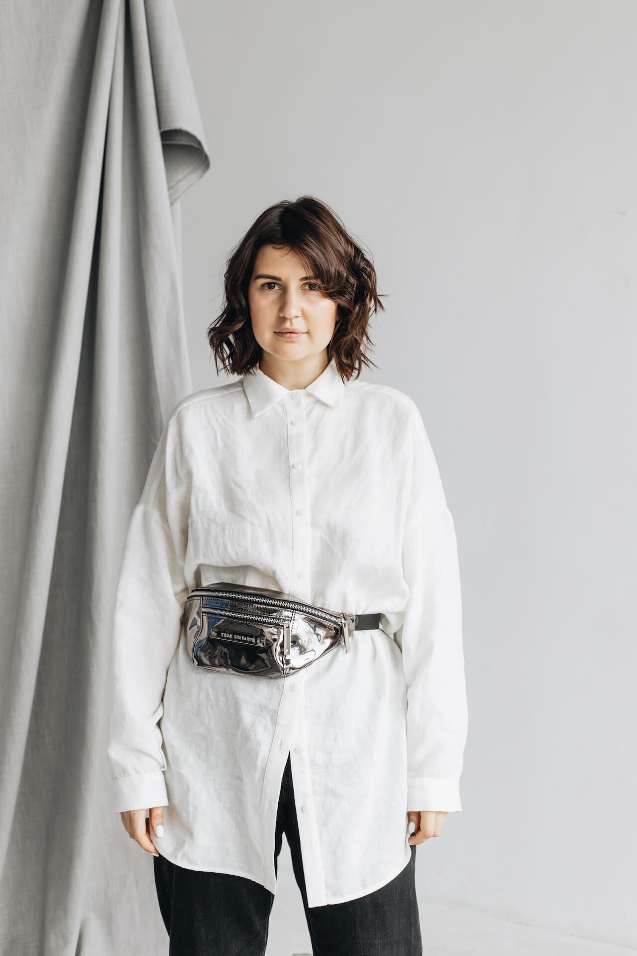 Platinum Mirror Lacquered Belt Bag