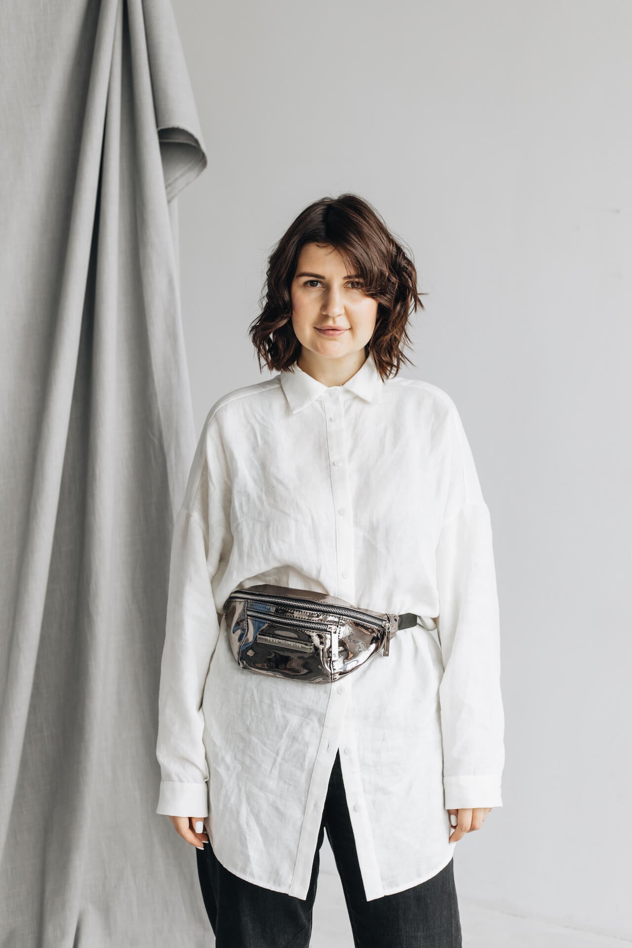 Platinum Mirror Lacquered Belt Bag