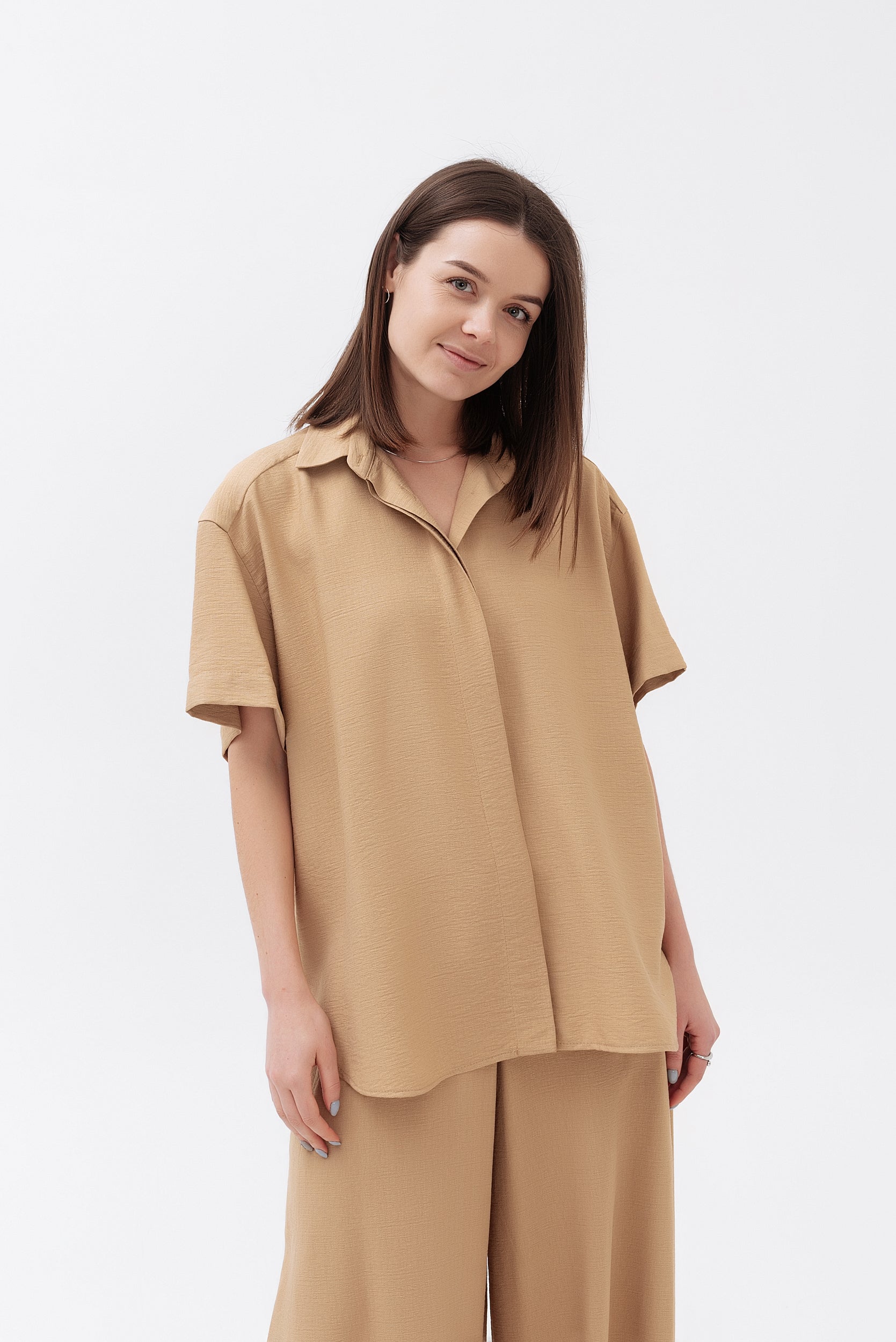 Short-sleeve Crushed Linen Shirt