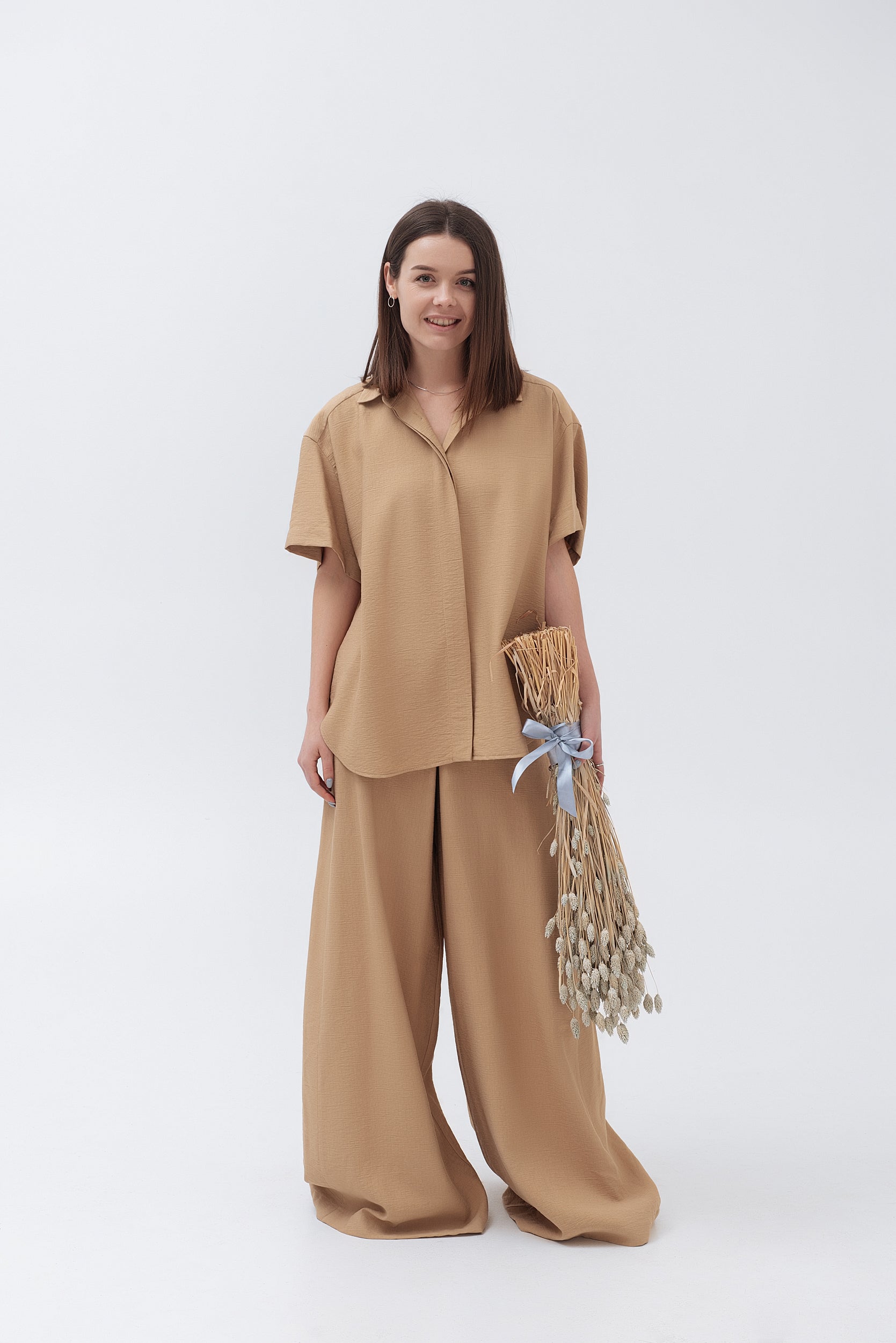 Short-sleeve Crushed Linen Shirt