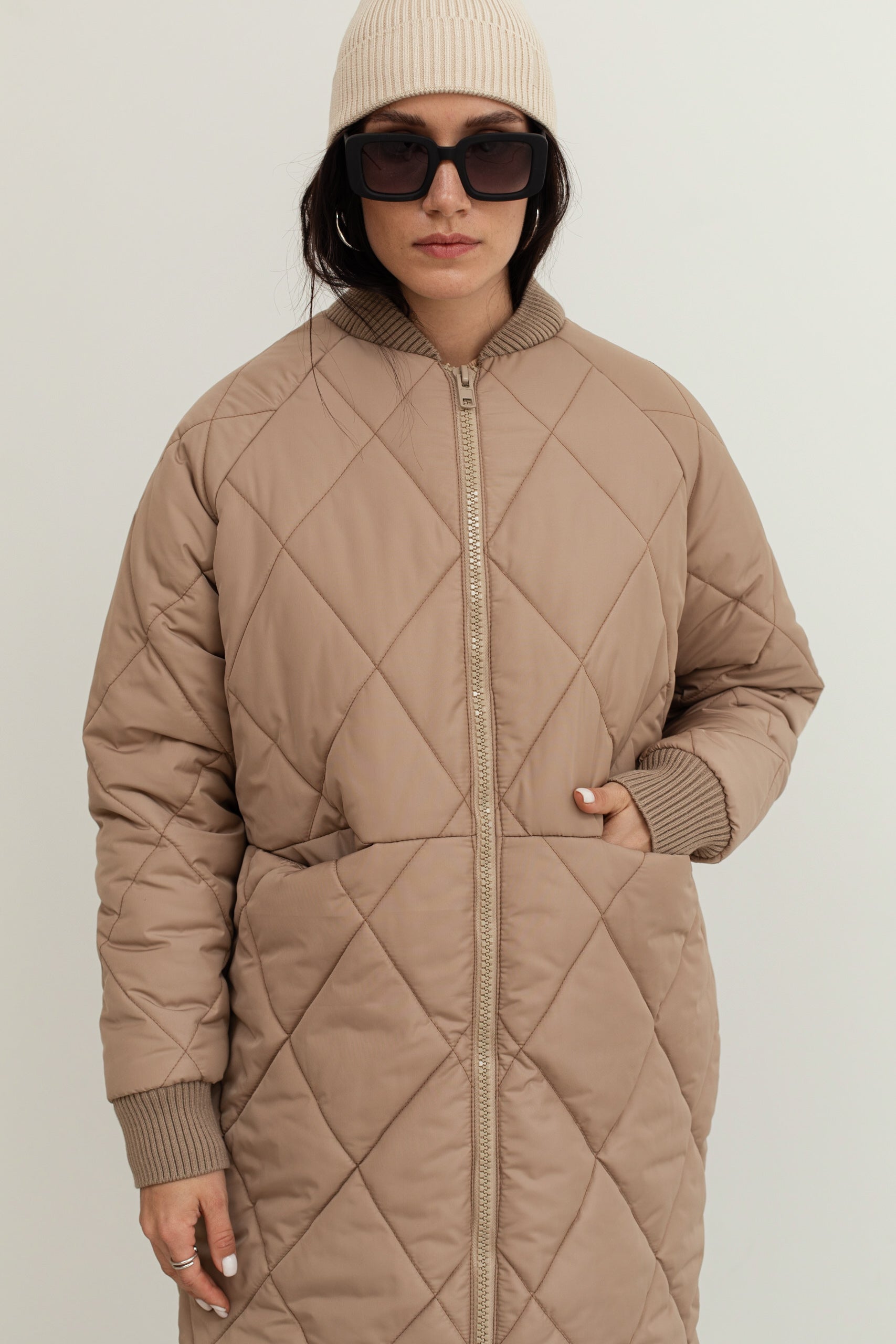 Hugue sand quilted jacket