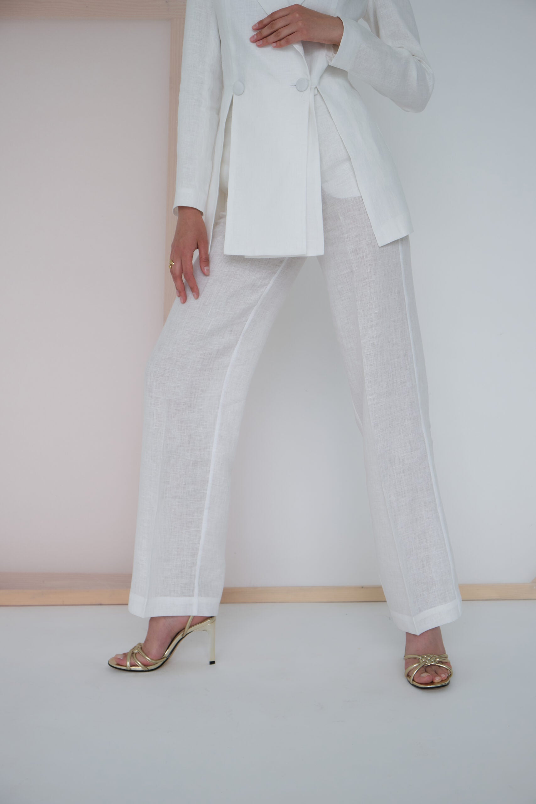 White Classic Linen Pants