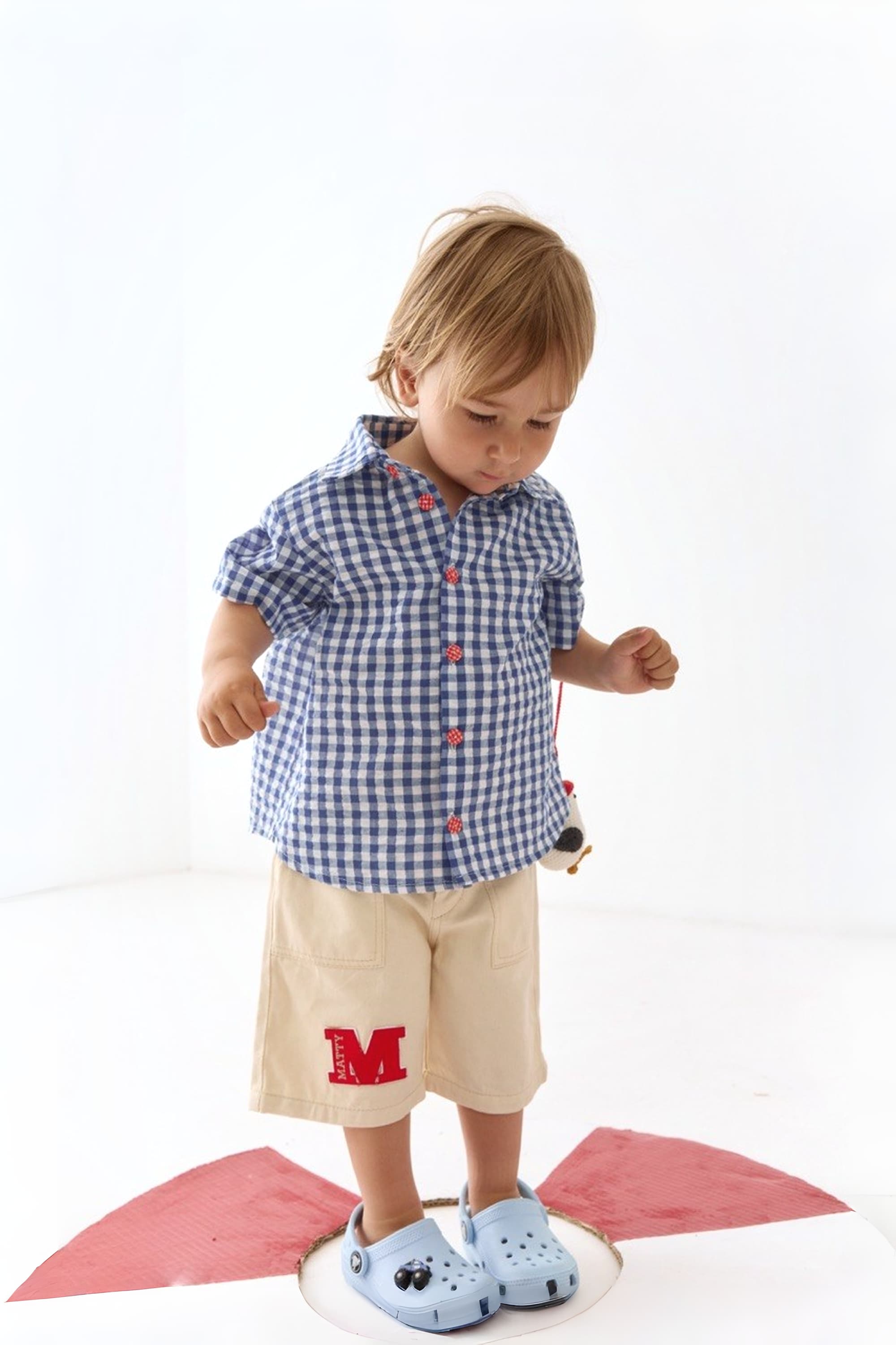 Blue Check Kids Shirt by Matty Tales