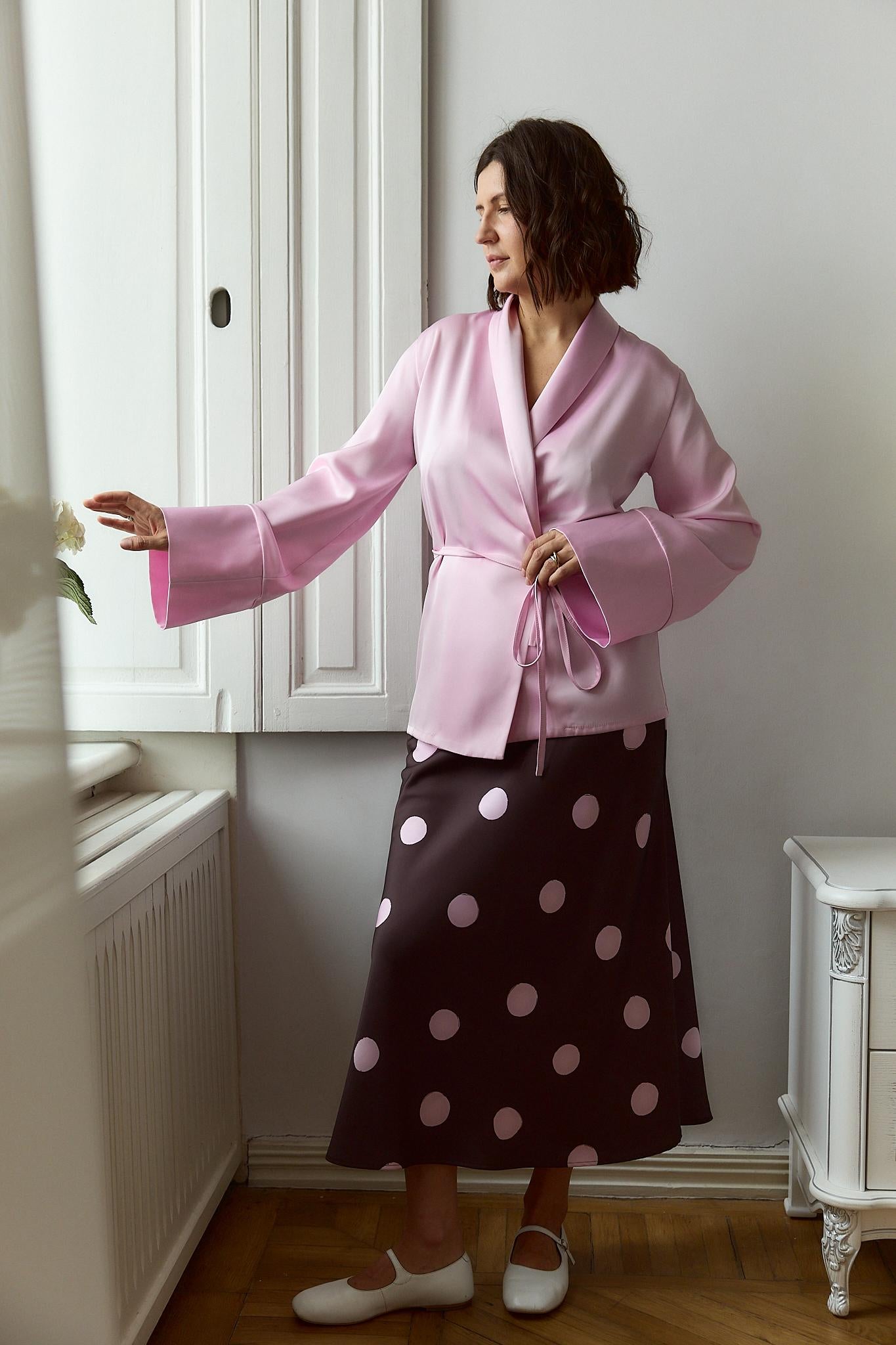 The polka dot print  skirt "Gentle"