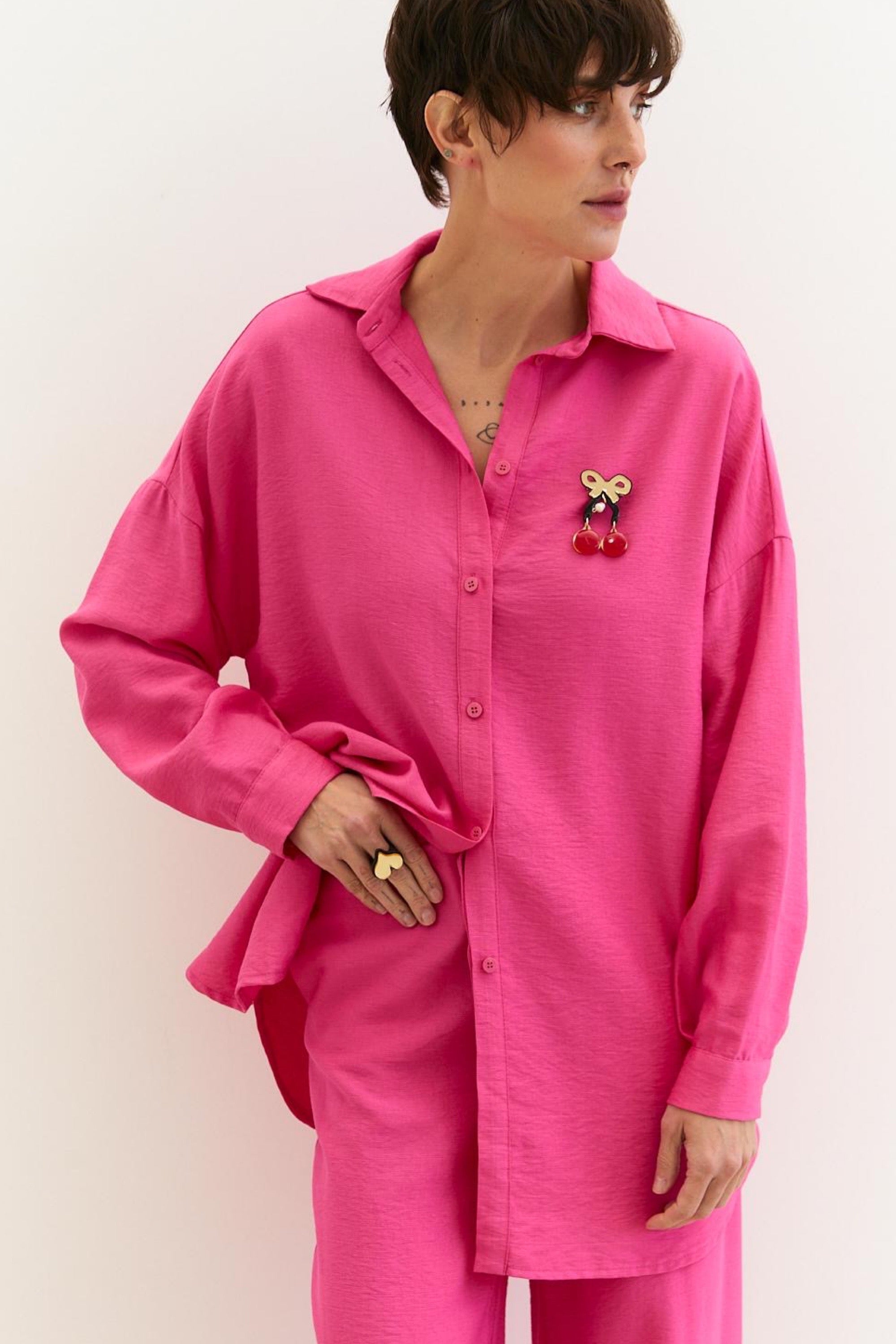 Linen pink shirt oversized