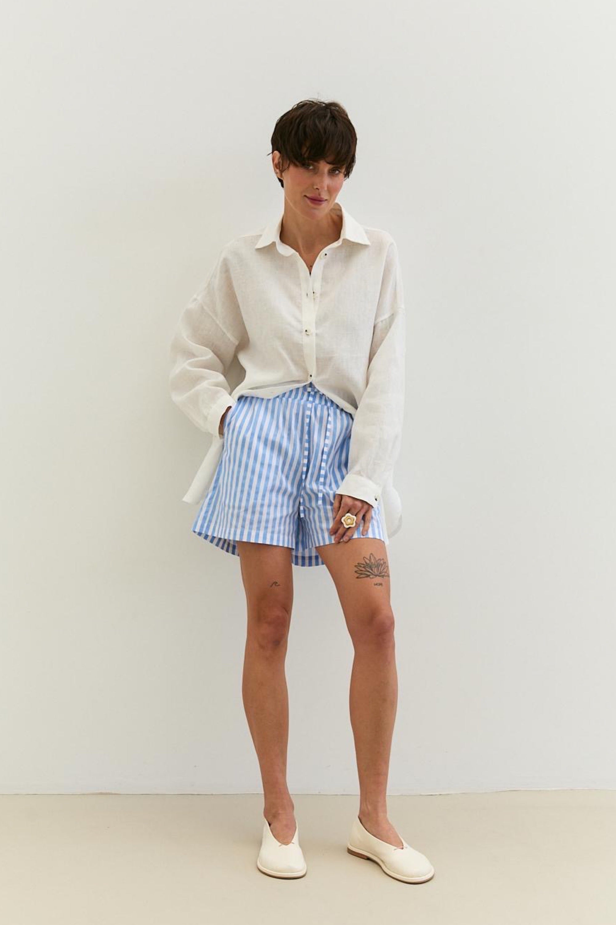 Elastic Waist Striped Shorts