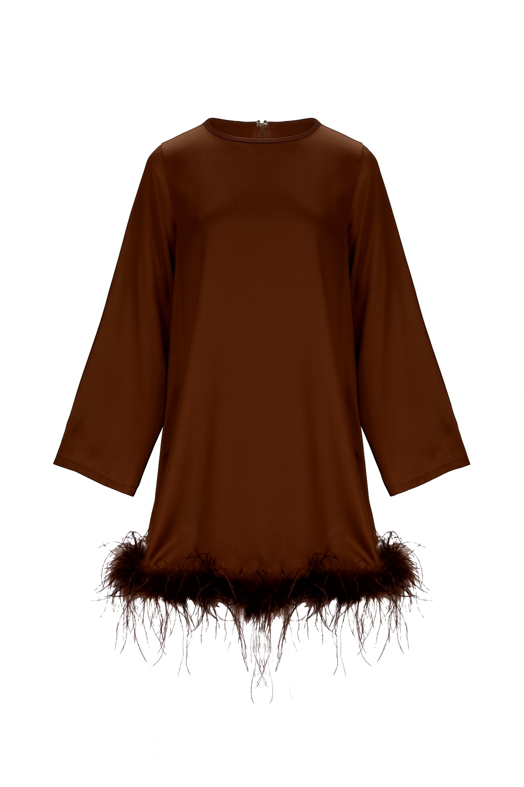 Silk Satin Dress “Polka” with Feathers