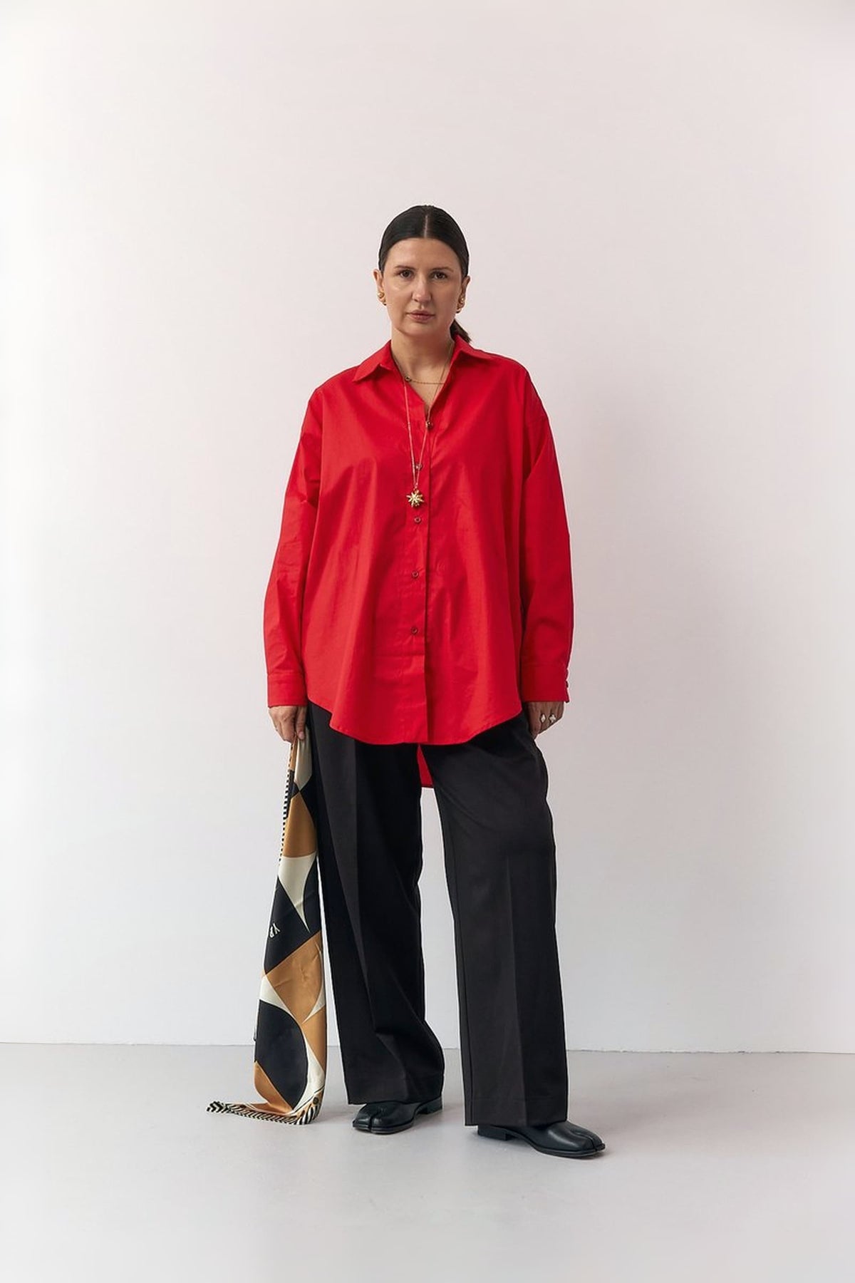 "Georgia" Shirt in Red Poplin