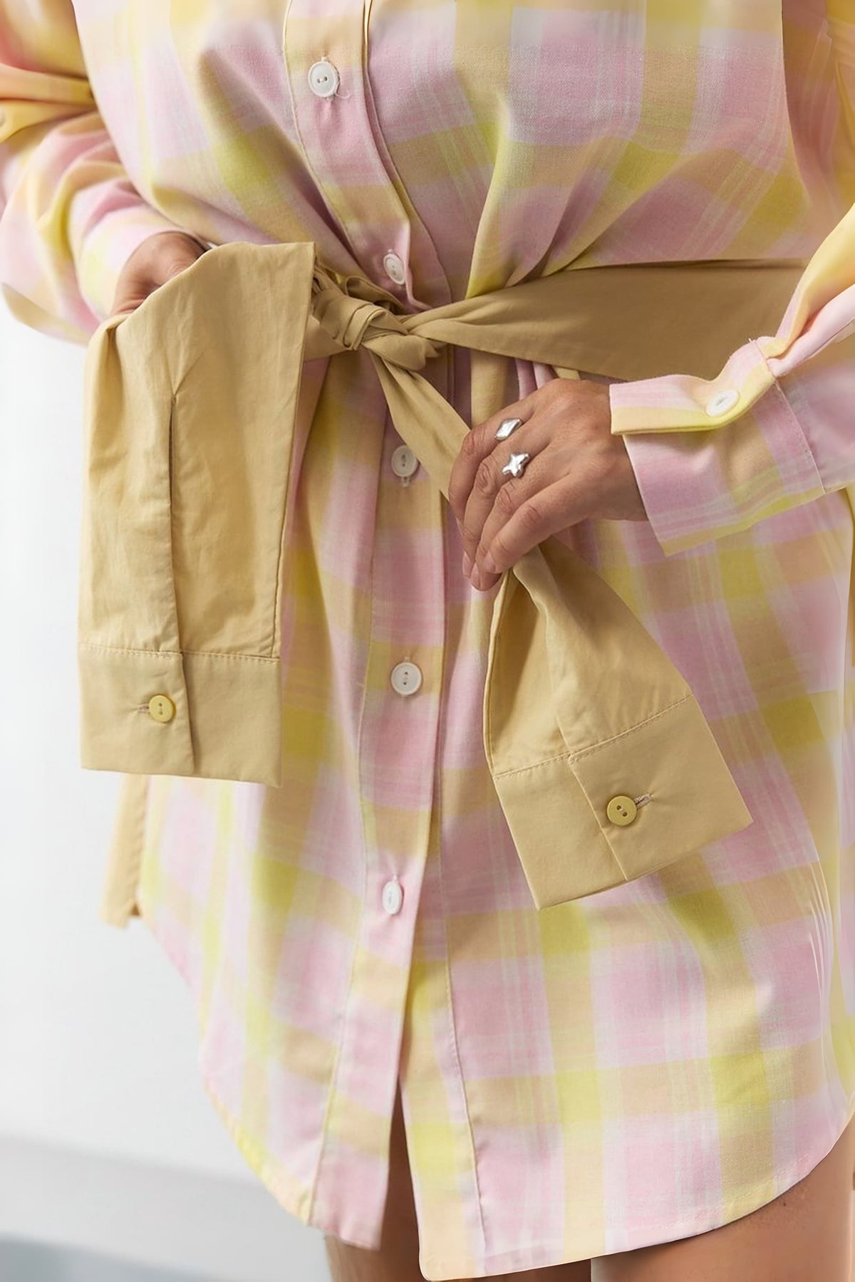 "Georgia" Shirt Dress with Faux Sleeve Belt