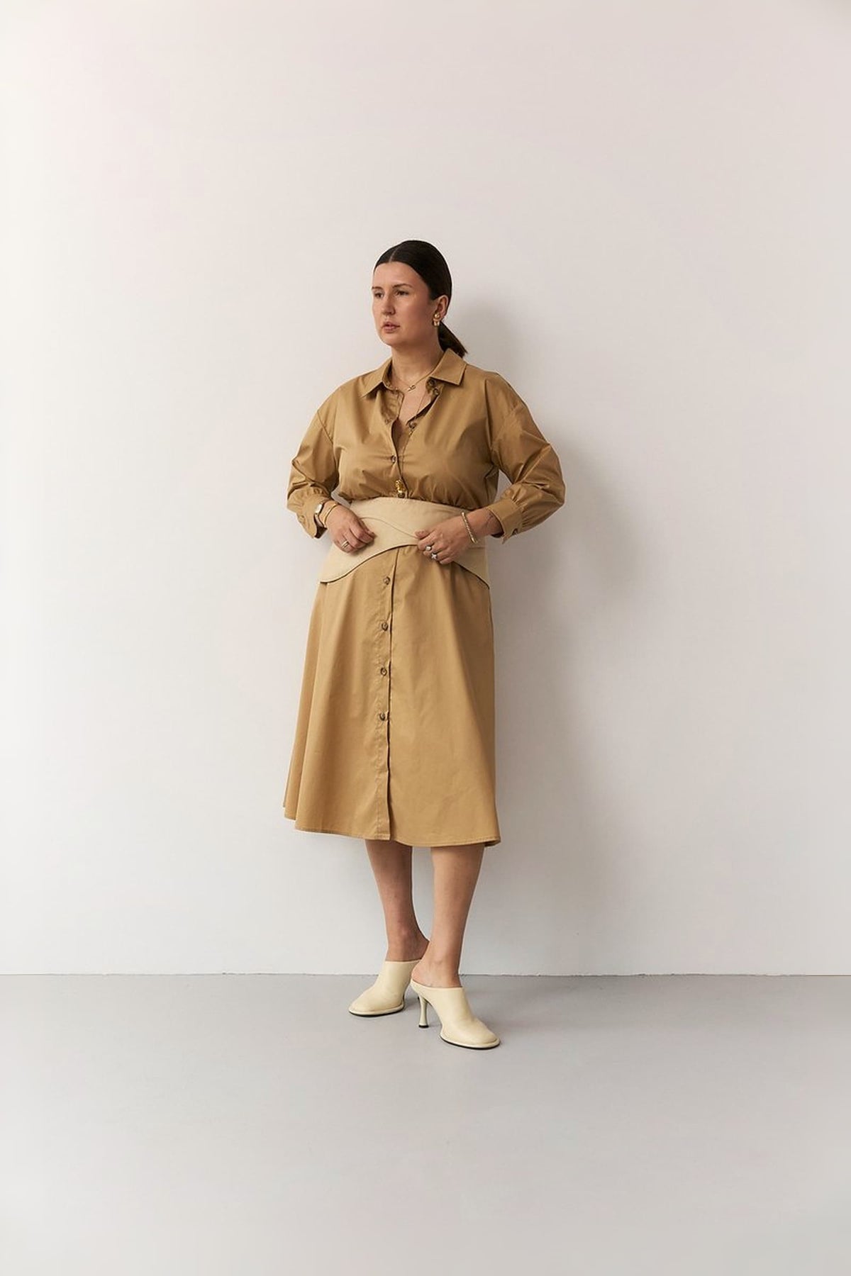 "Obiijmy" Shirt Dress with Wide Belt