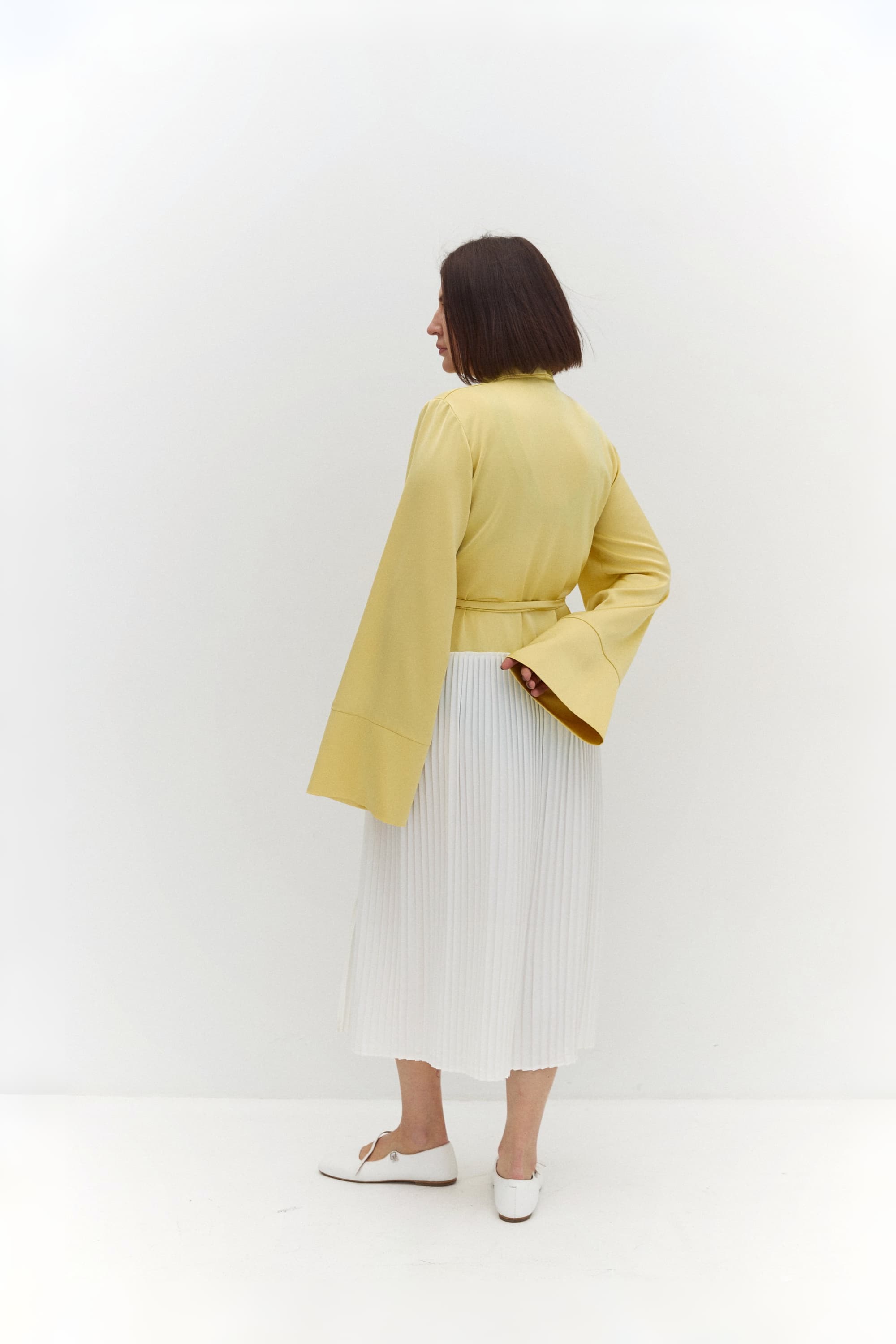 Kimono Dress with Pleated Skirt