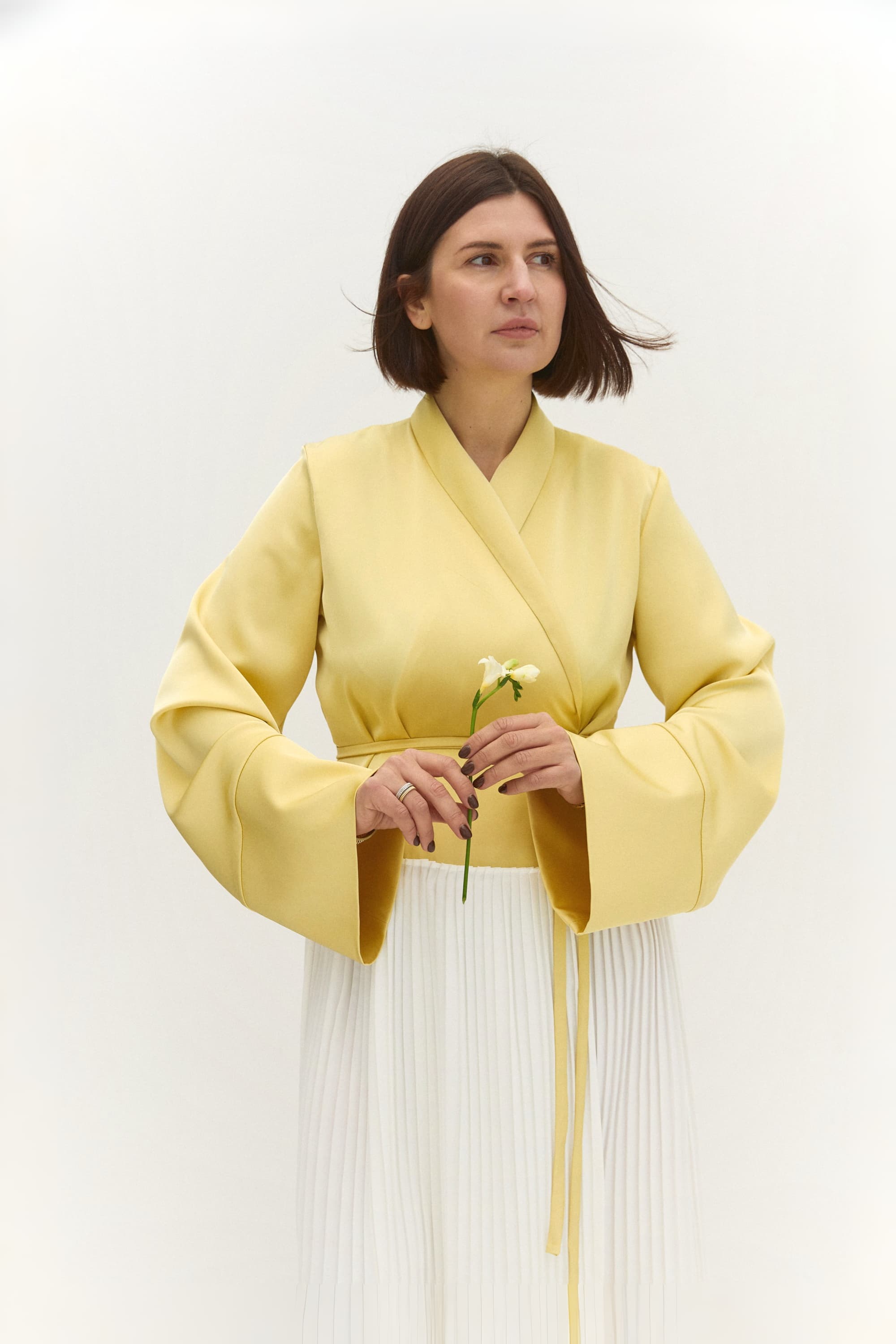Kimono Dress with Pleated Skirt
