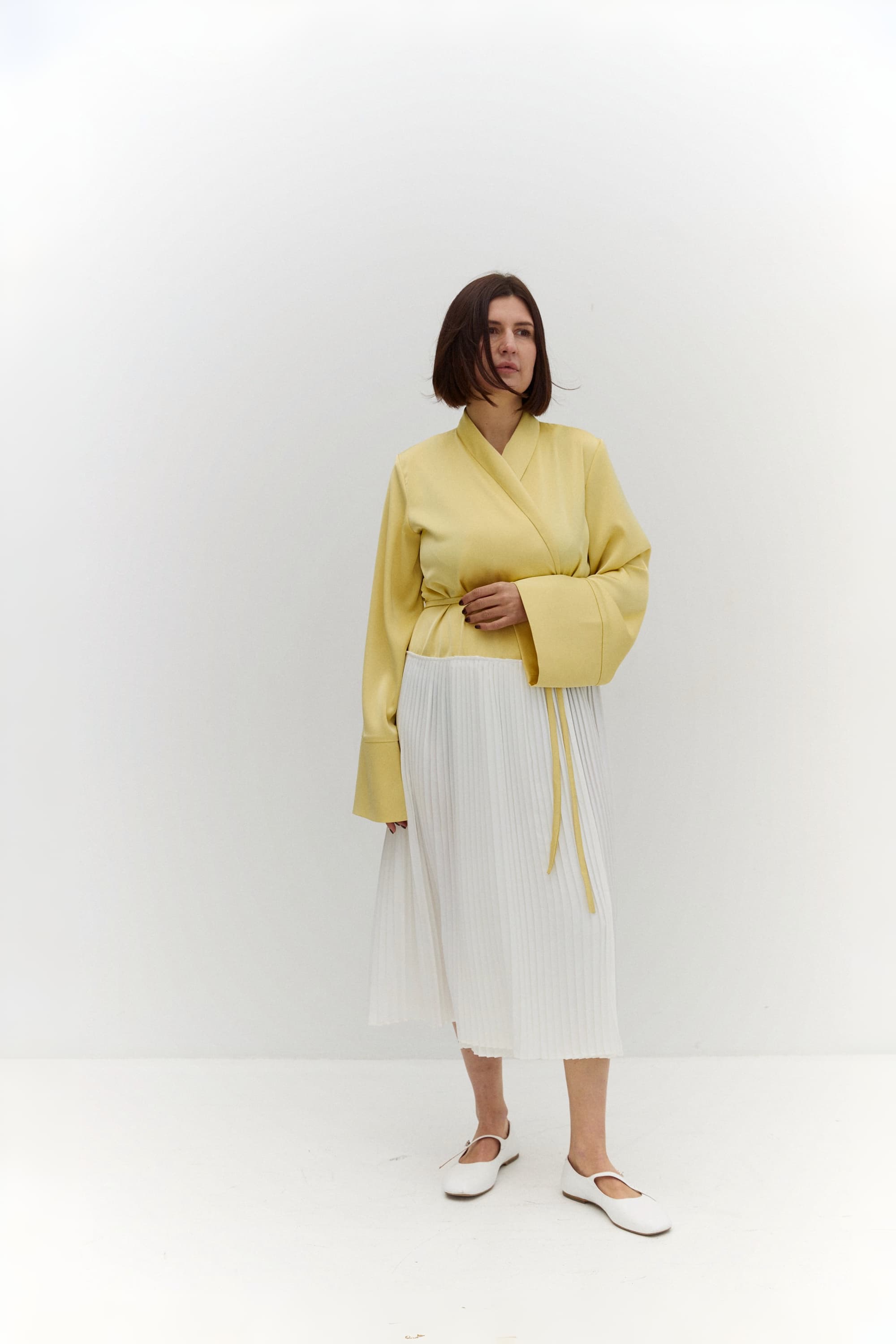 Kimono Dress with Pleated Skirt