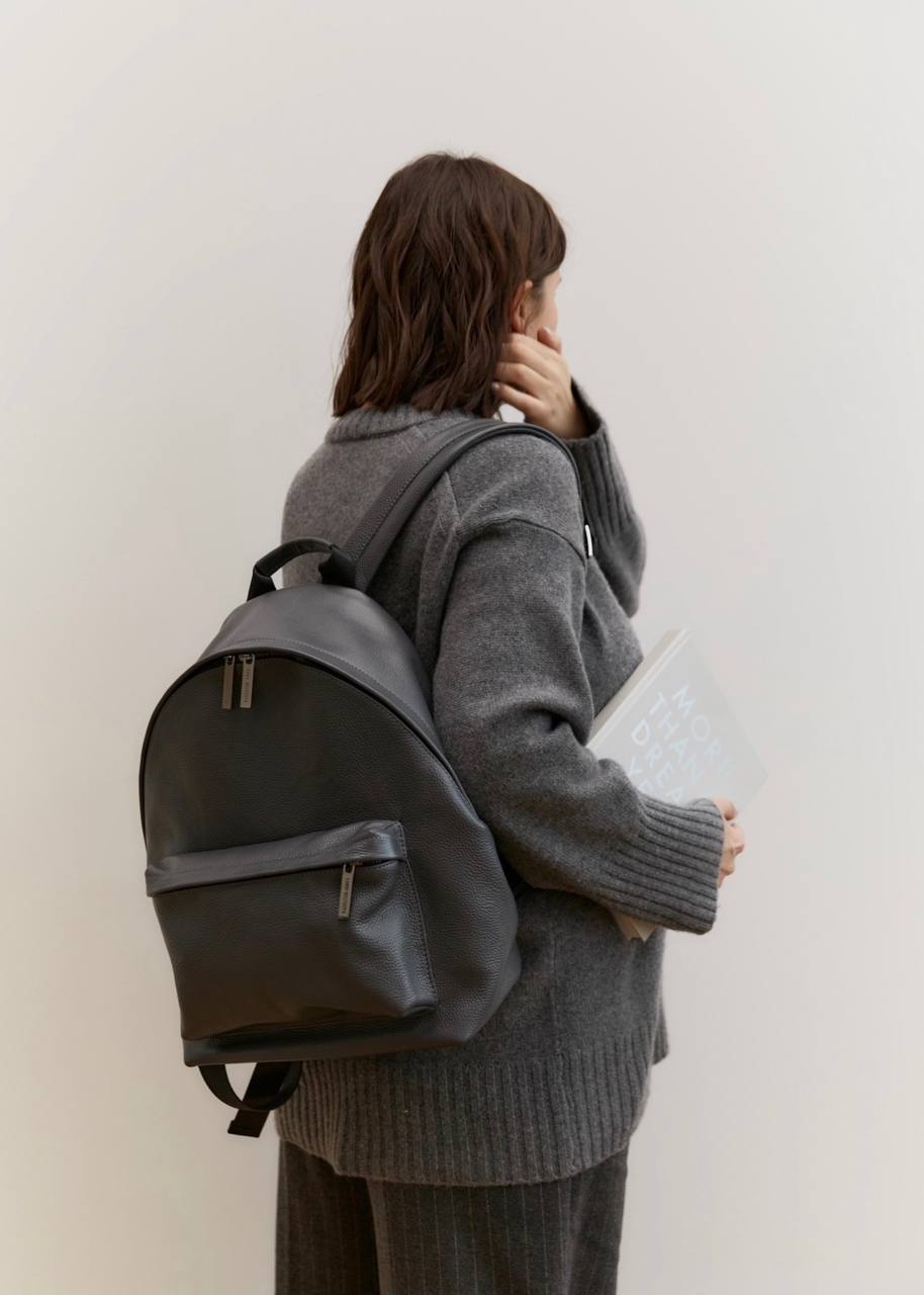 Gray leather Backpack "SPACE"
