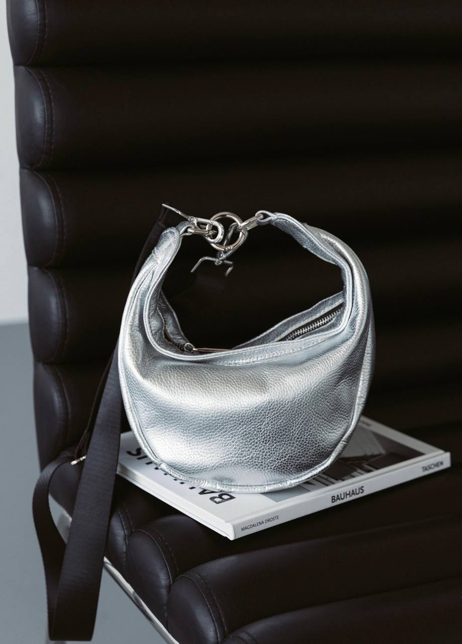 Срібна сумка LUNA з натуральної шкіри 