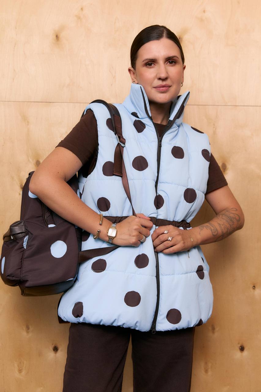 Vest "Di" with Brown Polka Dots