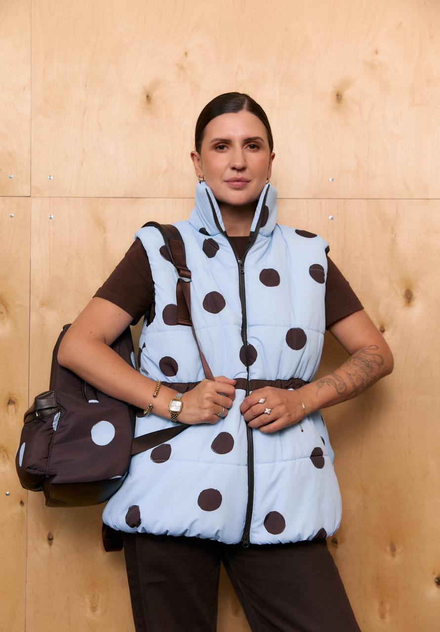 Vest "Di" with Brown Polka Dots