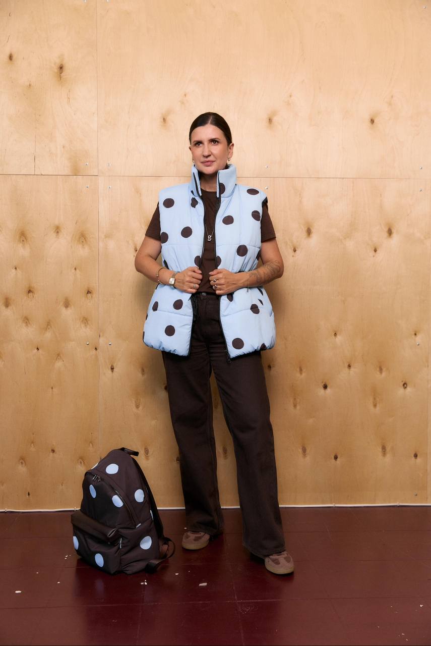 Vest "Di" with Brown Polka Dots