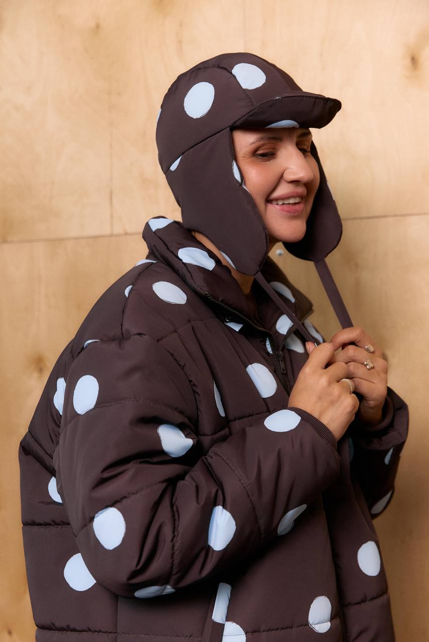 Brown Polka Dot Trapper Hat