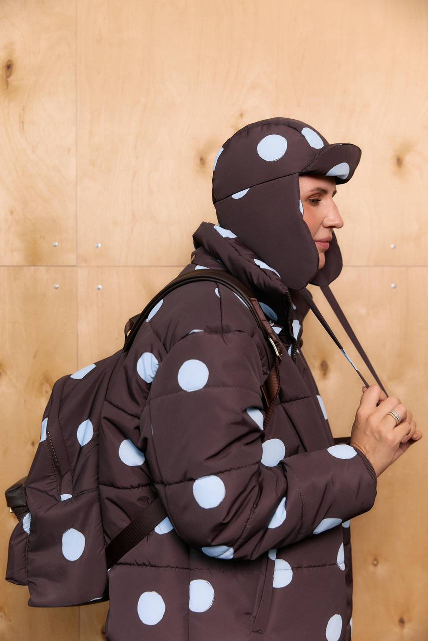 Brown Polka Dot Trapper Hat