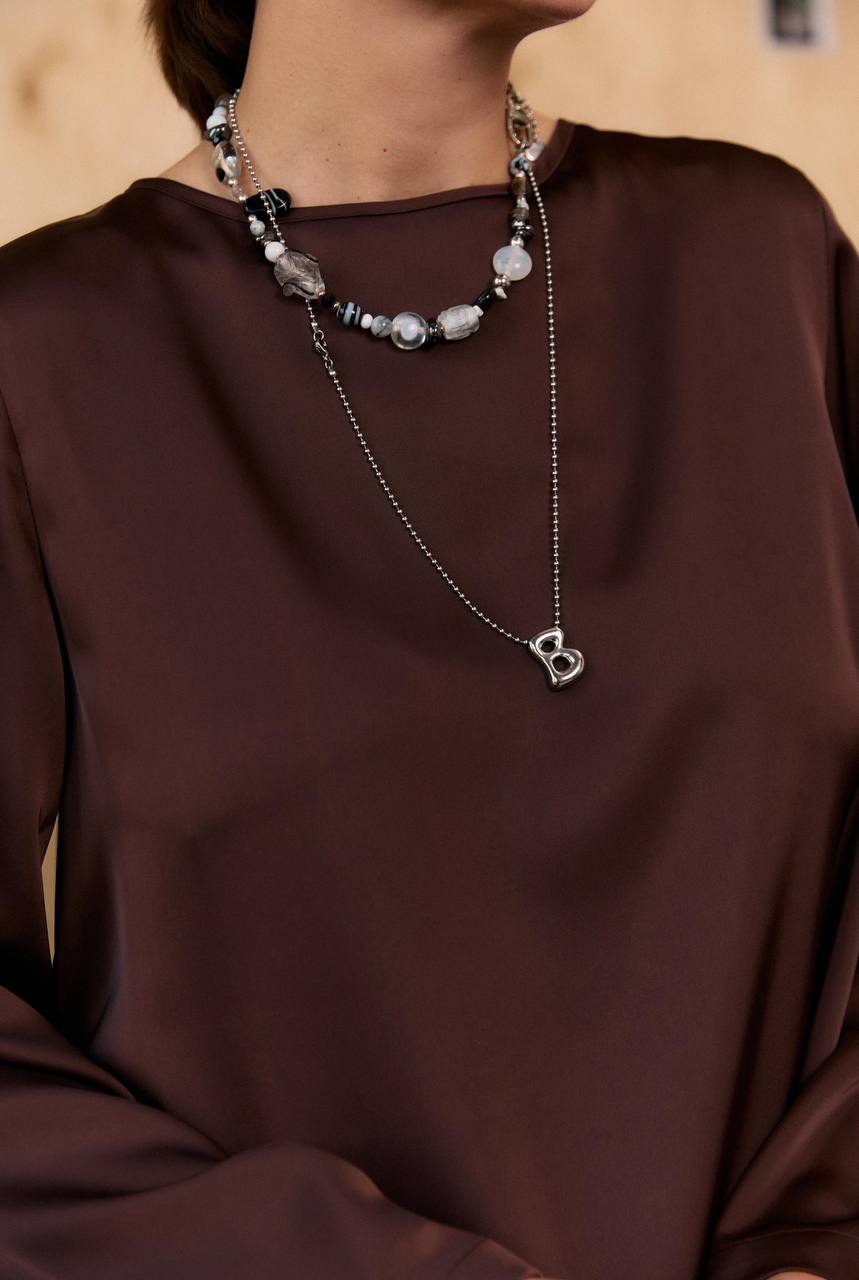 Chocolate Silk Blouse “Polka”