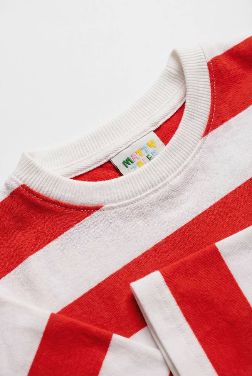 Long sleeve made from 100% striped knit fabric