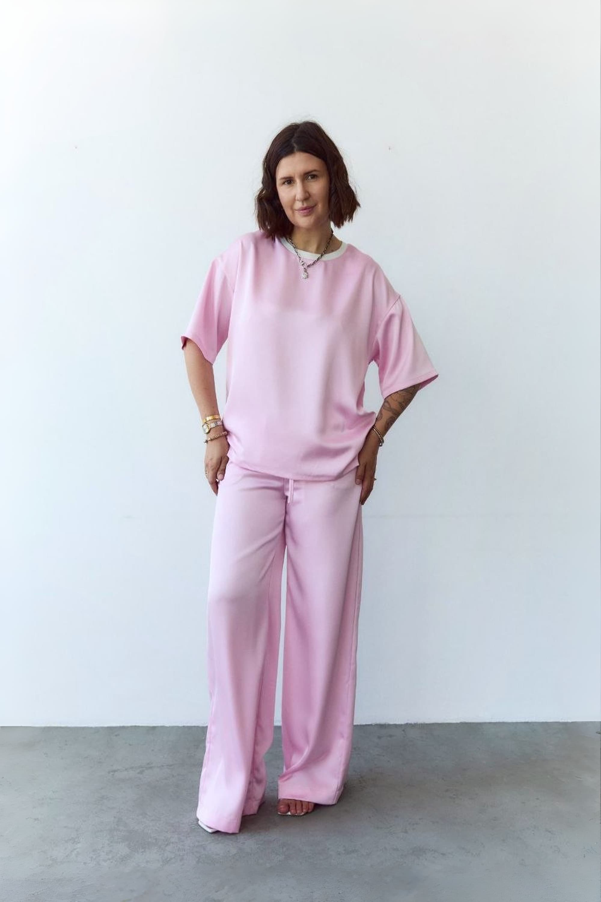 Silk Trousers "Odesa" / Pink Satin