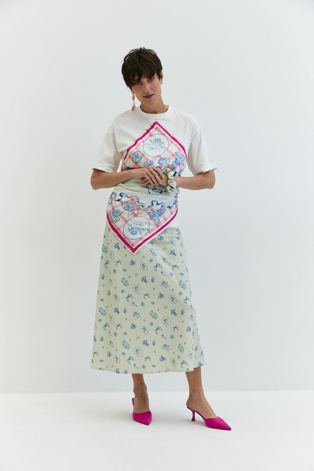 Milk silk skirt "Gentle" in print fabrics