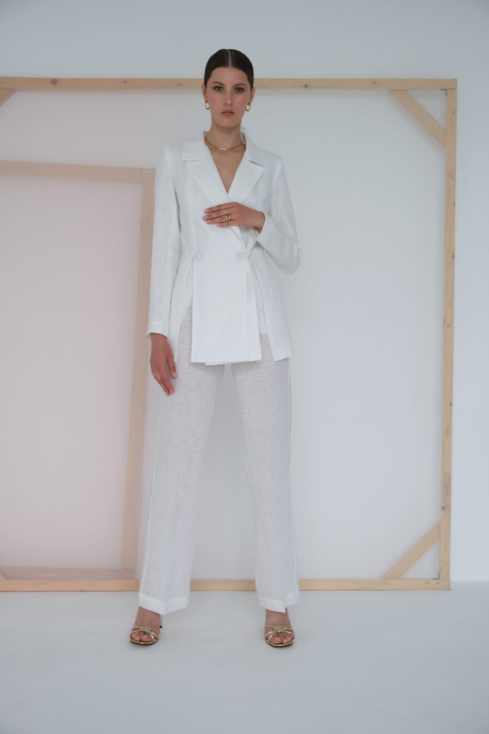 White Classic Linen Pants