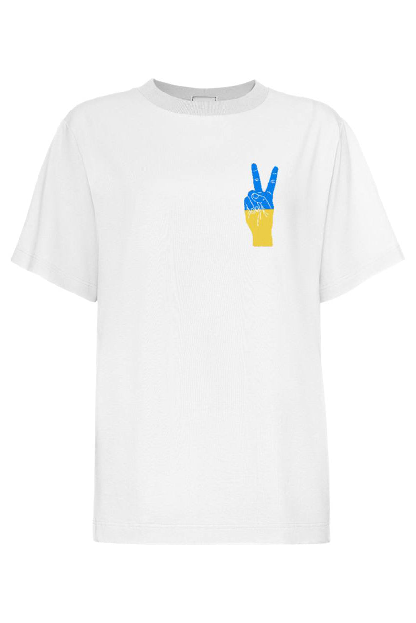 T-shirt with a "V" print